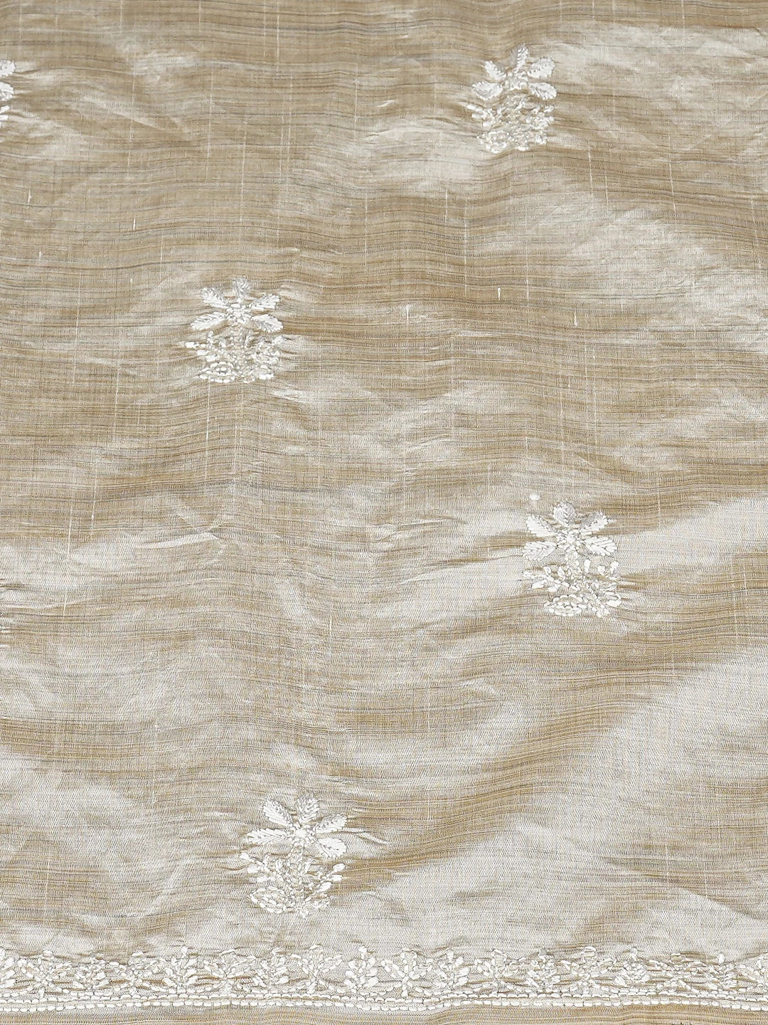 Ada Hand Embroidered Fawn Silk Lucknowi Chikankari Unstitched Kurta Dupatta Set 01A915568