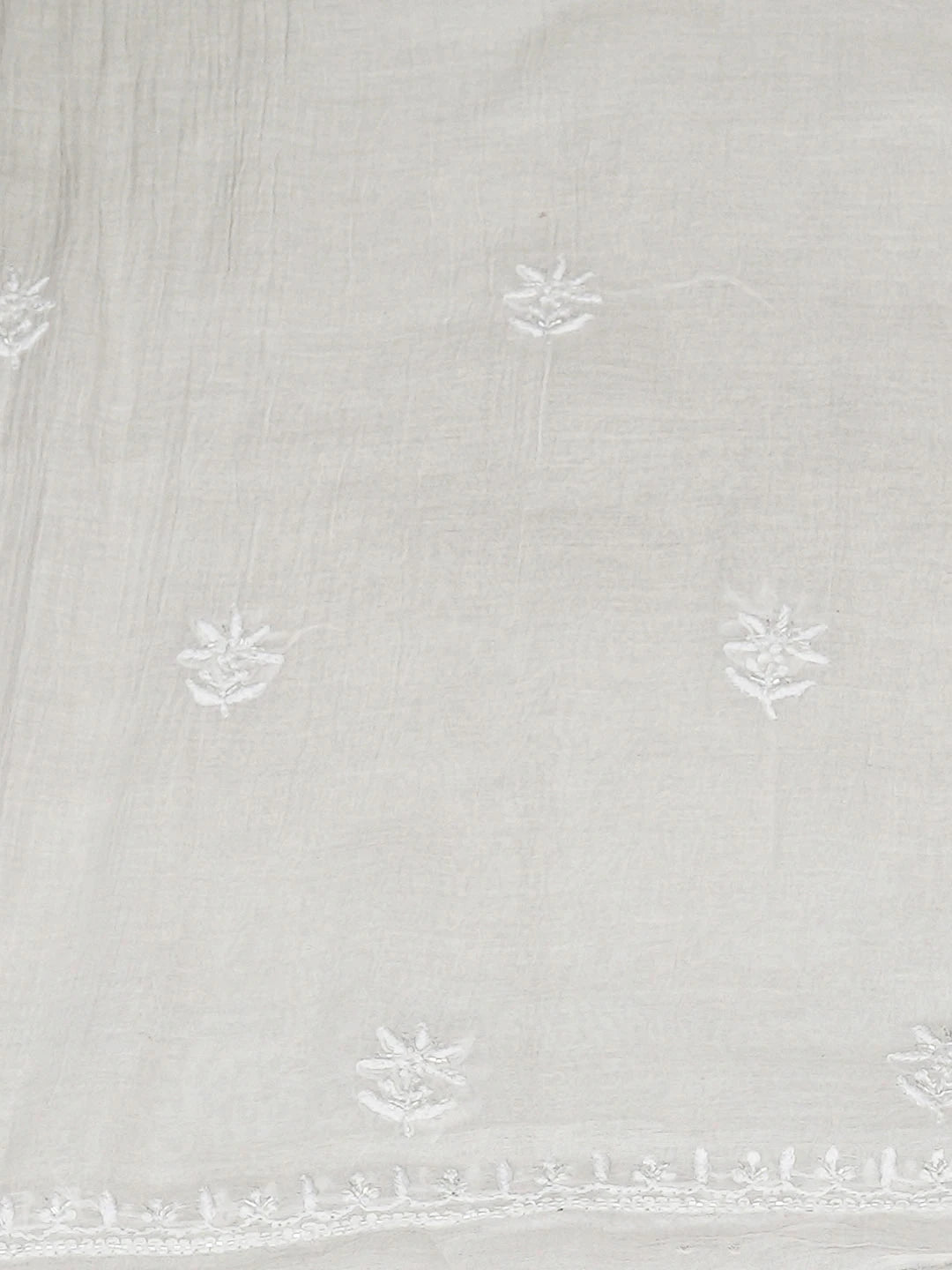Ada Hand Embroidered White Chanderi Lucknowi Chikankari Unstitched Kurta Dupatta Set With Sequinned Work 01A762794