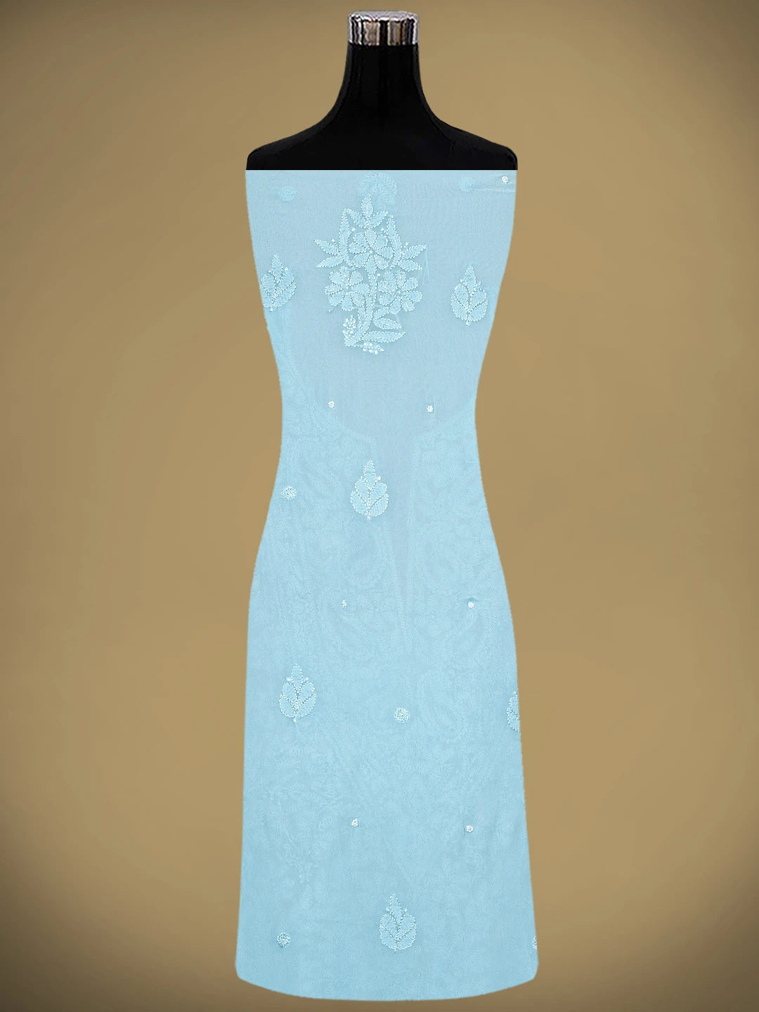 Ada Hand Embroidered Baby Blue Viscose Georgette Lucknowi Chikankari Unstitched Kurta Dupatta Set With Cutdana Work 01A933600