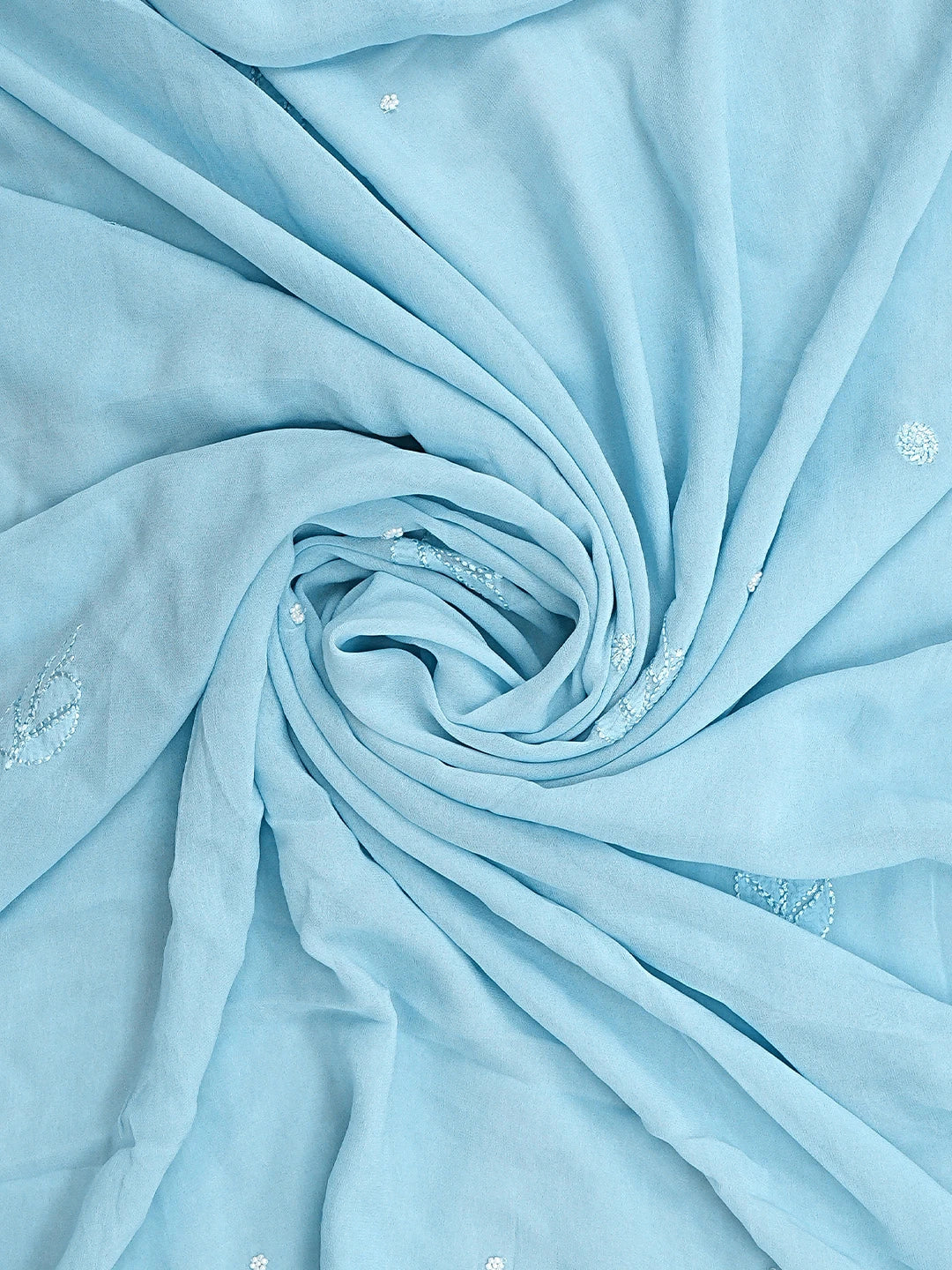 Ada Hand Embroidered Baby Blue Viscose Georgette Lucknowi Chikankari Unstitched Kurta Dupatta Set With Cutdana Work 01A933600