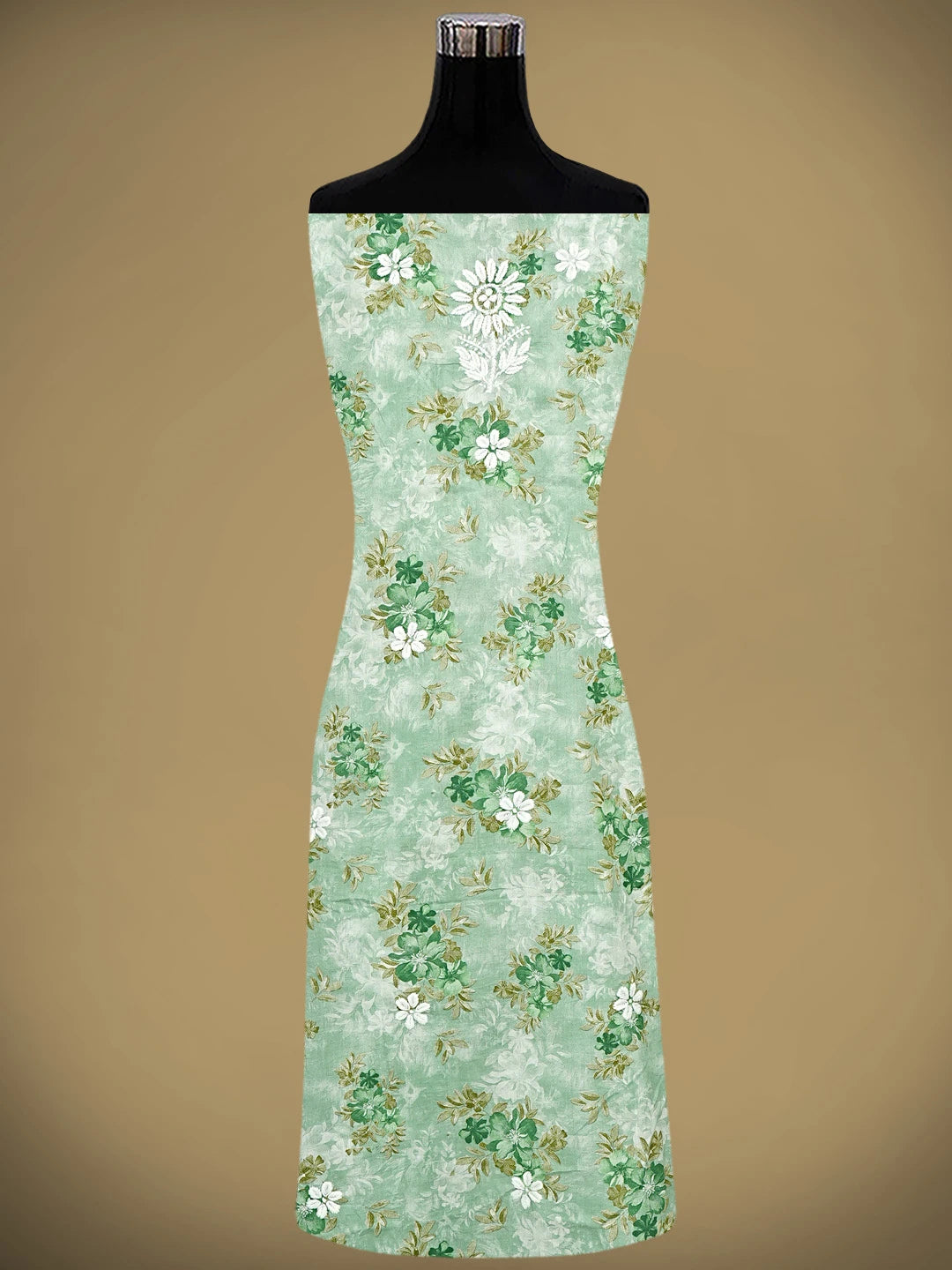 Ada Hand Embroidered Floral Printed Sea Green Cotton Lucknowi Chikankari Unstitched Kurta Dupatta Set 01A898201