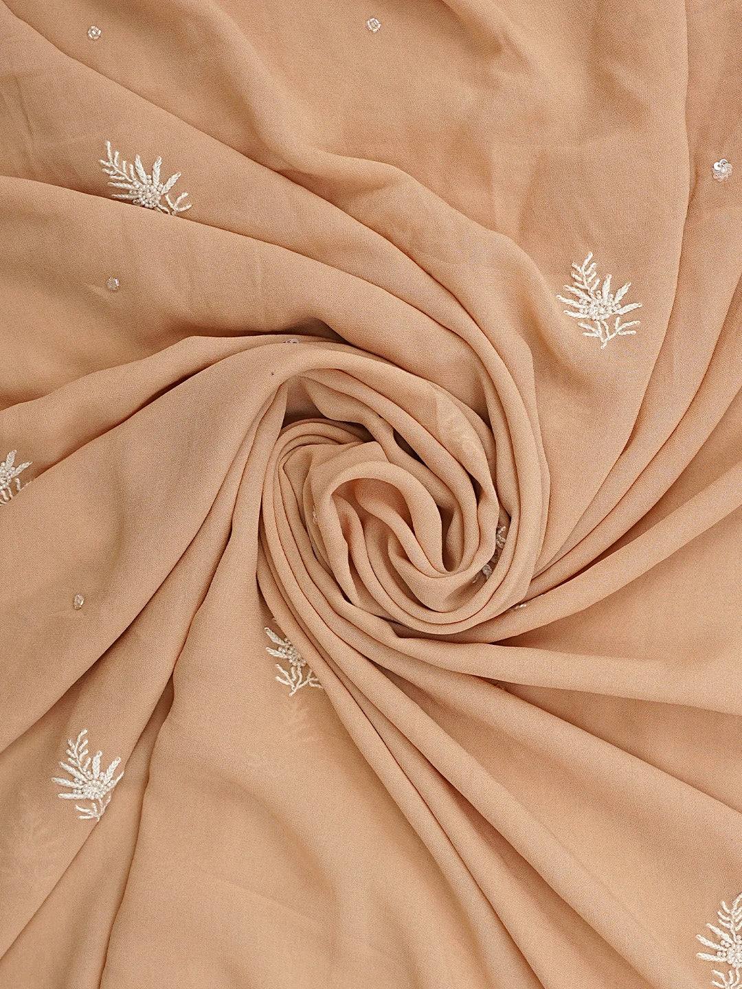 Ada Hand Embroidered Dusty Peach Viscose Georgette Lucknowi Chikankari Unstitched Kurta Dupatta Set With Sequinned Work 01A919287