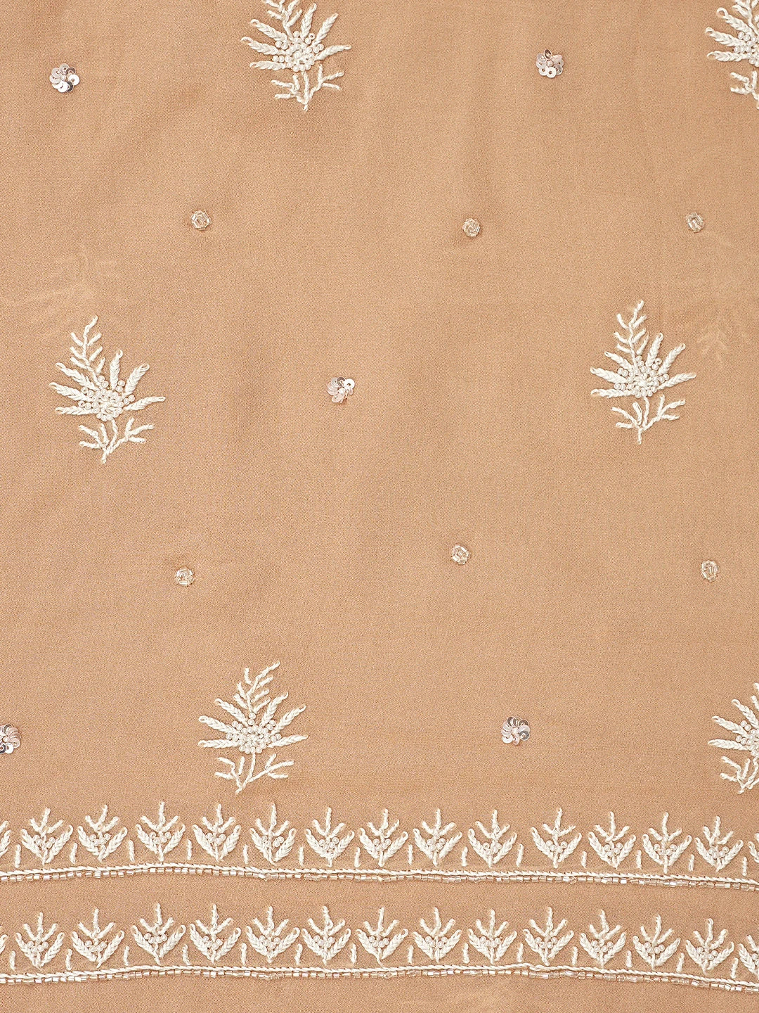 Ada Hand Embroidered Dusty Peach Viscose Georgette Lucknowi Chikankari Unstitched Kurta Dupatta Set With Sequinned Work 01A919287