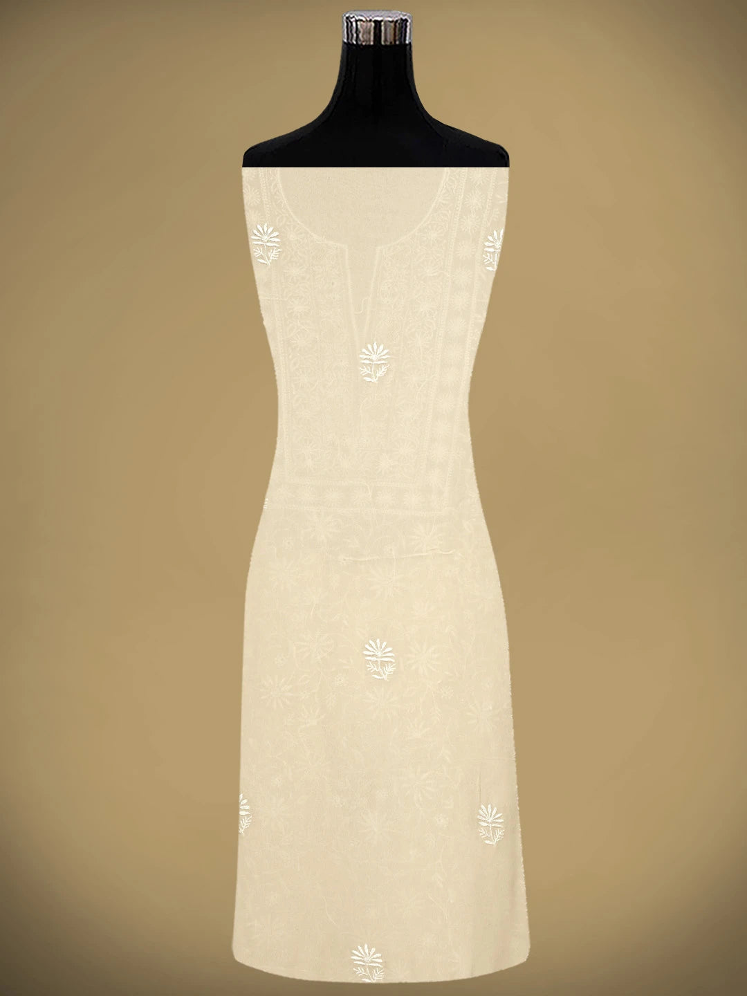 Ada Hand Embroidered Wheat Brown Viscose Georgette Lucknowi Chikankari Unstitched Kurta Dupatta Set 01A821782