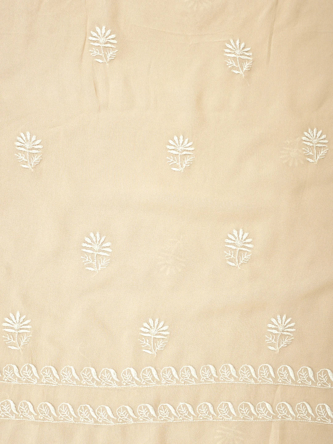 Ada Hand Embroidered Wheat Brown Viscose Georgette Lucknowi Chikankari Unstitched Kurta Dupatta Set 01A821782
