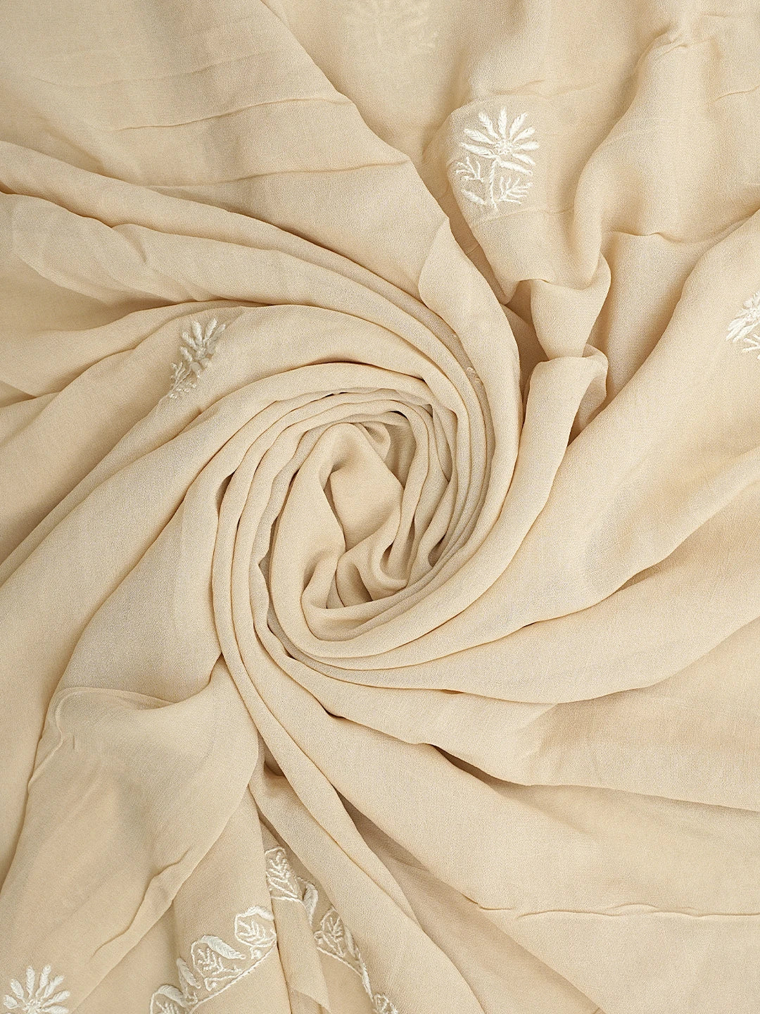 Ada Hand Embroidered Wheat Brown Viscose Georgette Lucknowi Chikankari Unstitched Kurta Dupatta Set 01A821782