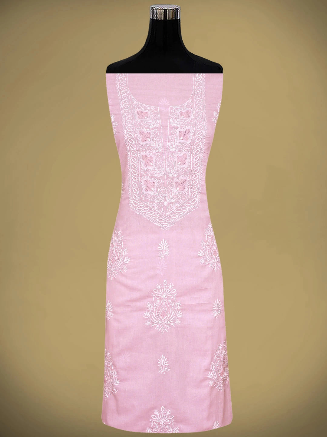 Ada Hand Embroidered Pink Cotton Lucknowi Chikankari Unstitched Suit Piece 01A773686