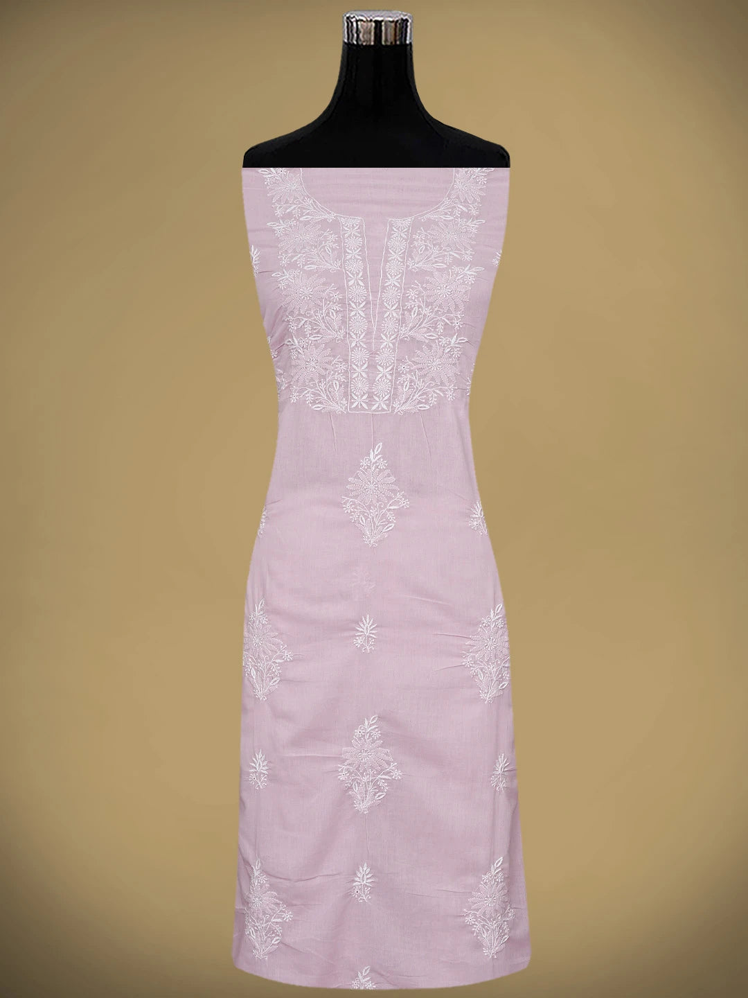 Ada Hand Embroidered Dusty Pink Cotton Lucknowi Chikankari Unstitched Suit Piece 01A773524