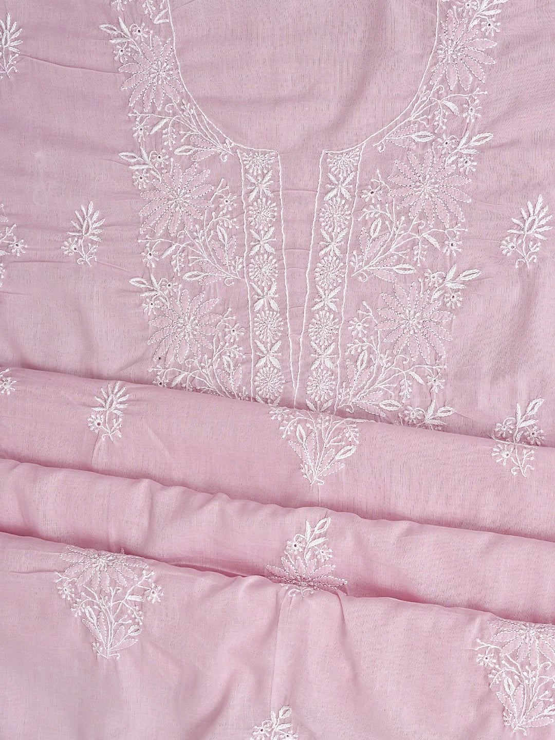 Ada Hand Embroidered Dusty Pink Cotton Lucknowi Chikankari Unstitched Suit Piece 01A773524