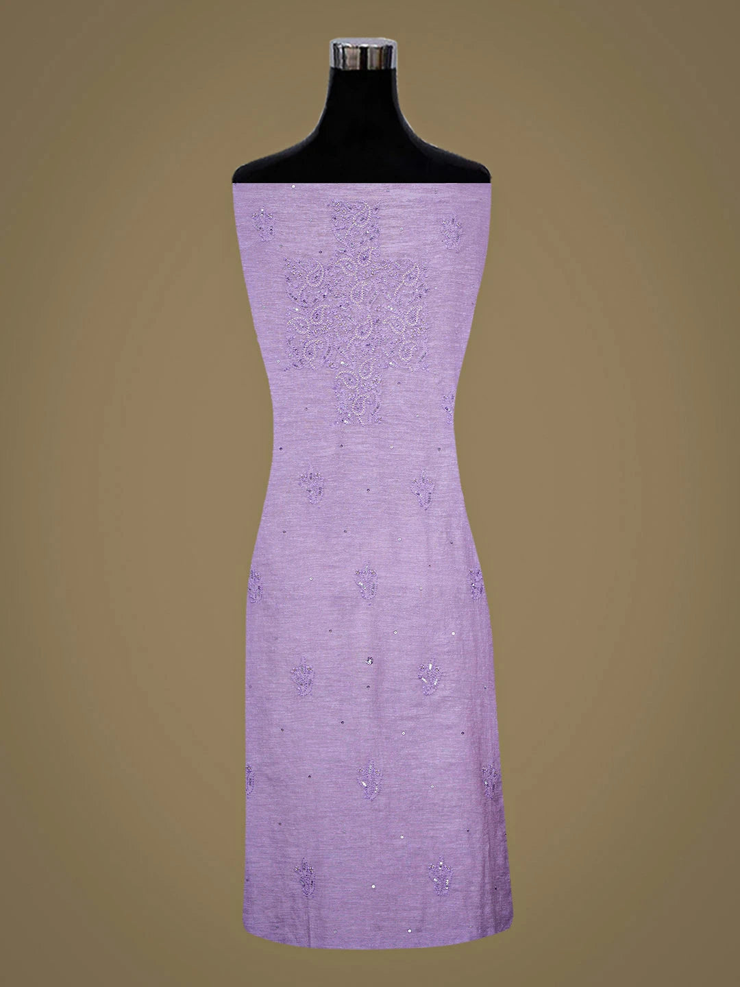Ada Hand Embroidered Mauve Chanderi Lucknowi Chikankari Unstitched Kurta Dupatta Set With Cutdana Work 01A726717