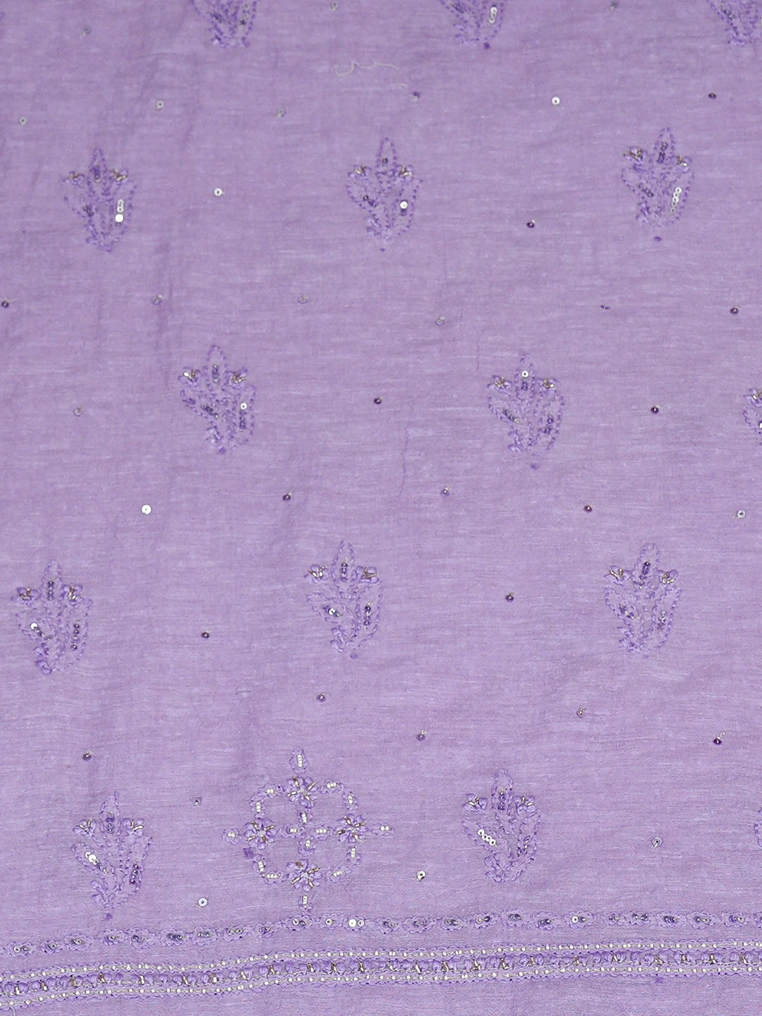 Ada Hand Embroidered Mauve Chanderi Lucknowi Chikankari Unstitched Kurta Dupatta Set With Cutdana Work 01A726717