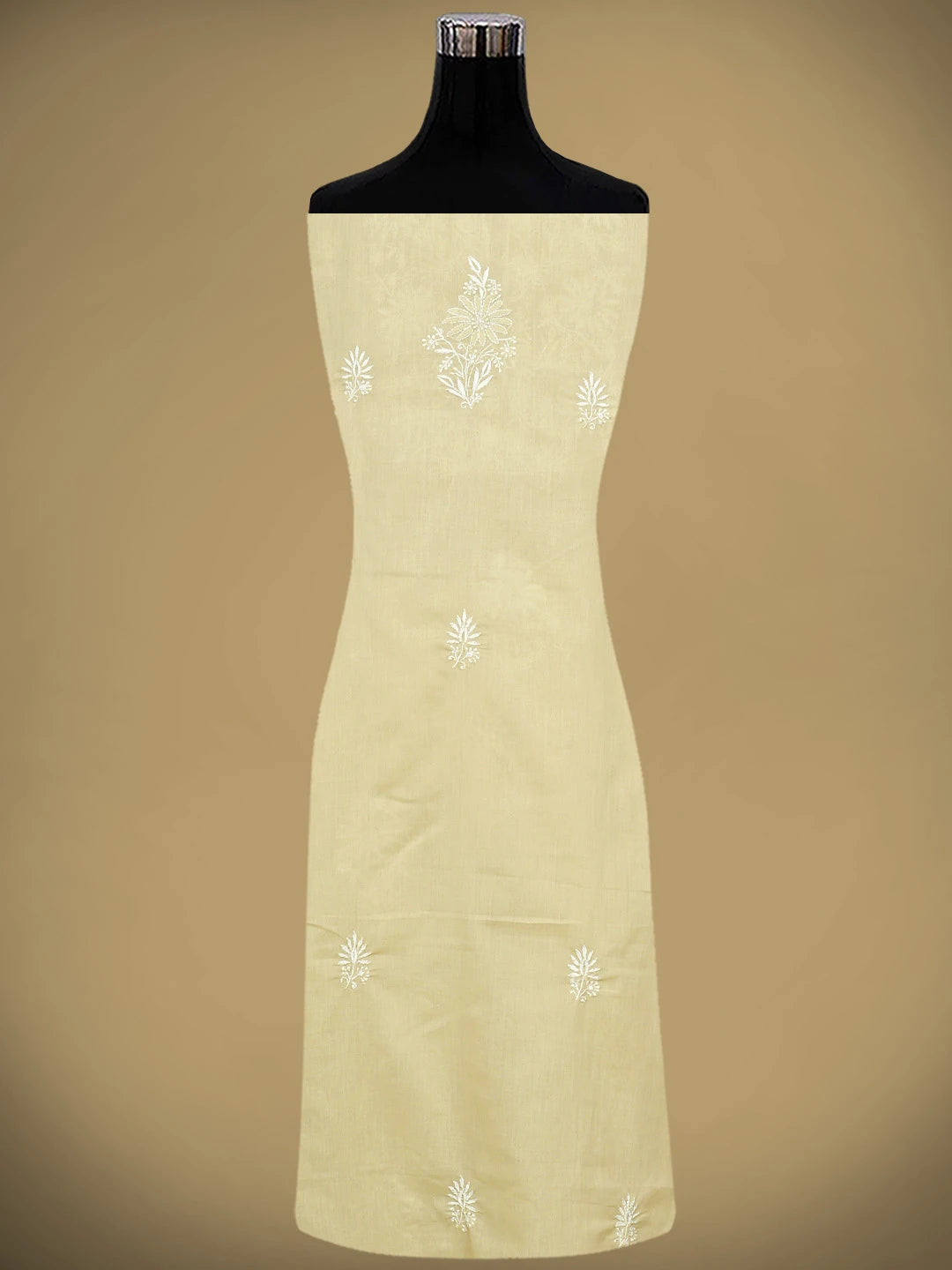 Ada Hand Embroidered Fawn Cotton Lucknowi Chikankari Unstitched Suit Piece 01A773522