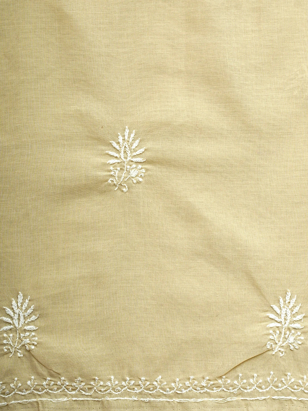 Ada Hand Embroidered Fawn Cotton Lucknowi Chikankari Unstitched Suit Piece 01A773522