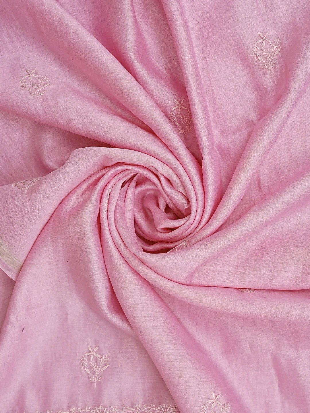 Ada Hand Embroidered Pink Chanderi Lucknowi Chikankari Unstitched Kurta Dupatta Set 01A944893