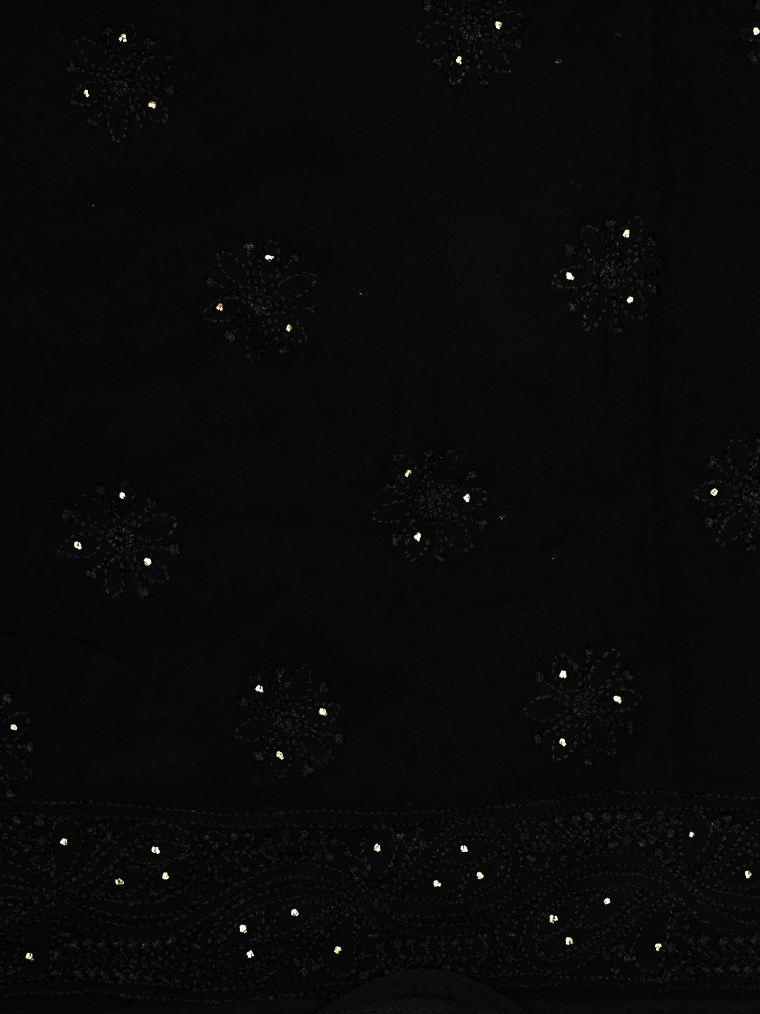 Ada Hand Embroidered Black  Viscose Georgette Lucknowi Chikankari Unstitched Kurta Dupatta Set With Mukaish/Muqaish Work 01A933347