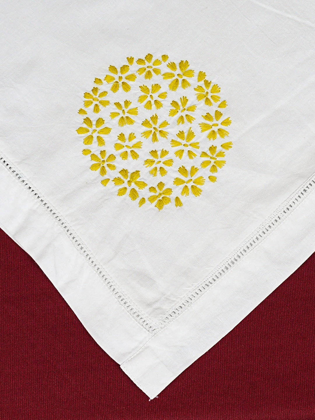Ada Hand Embroidered White Cotton Lucknowi Chikankari Napkin 08A501837