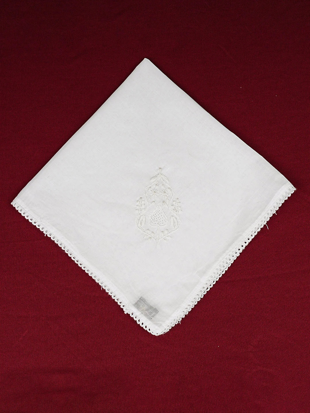 Ada Hand Embroidered White Cotton Lucknowi Chikankari Napkin 01A943773