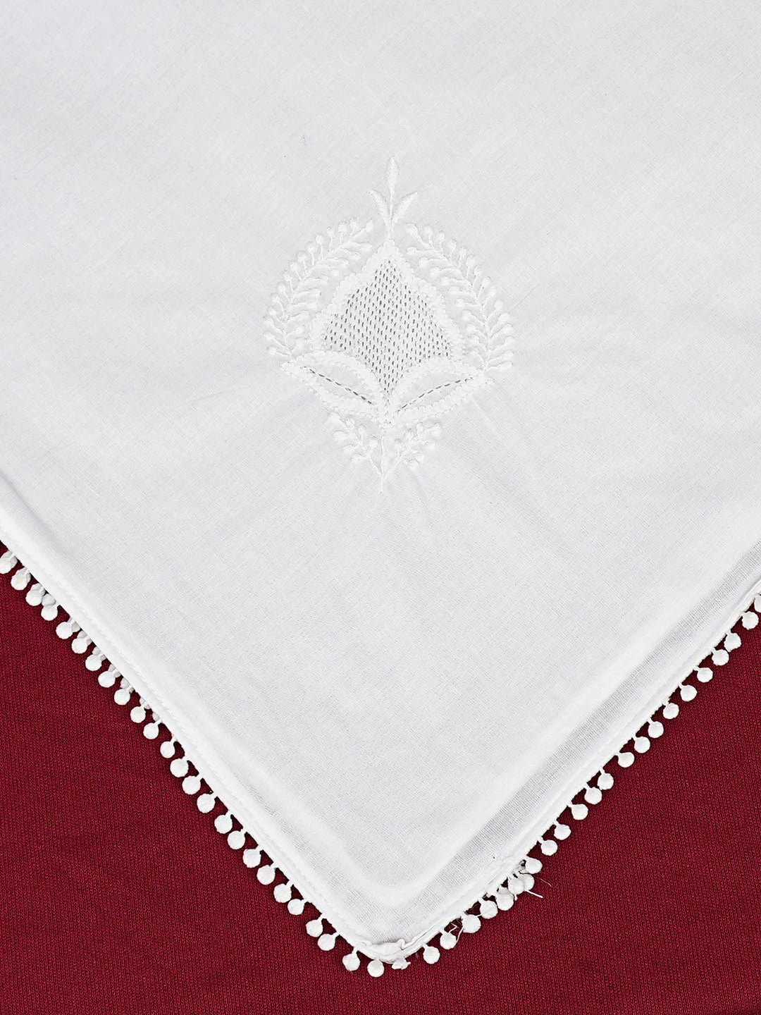 Ada Hand Embroidered White Cotton Lucknowi Chikankari Napkin 01A943005