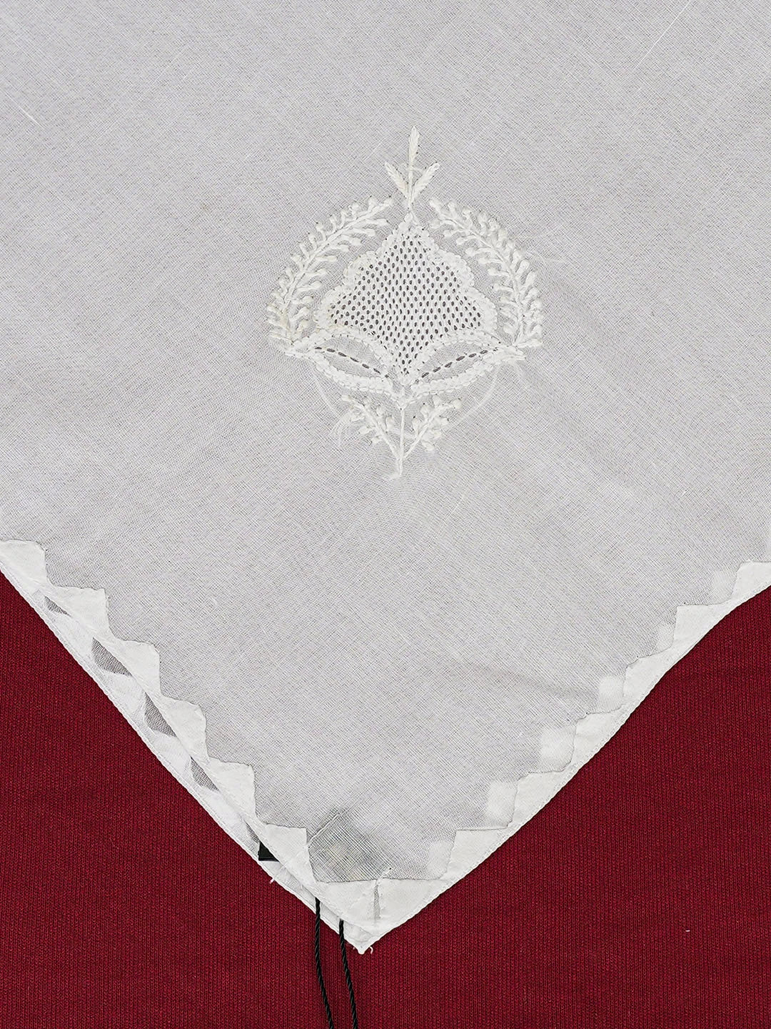 Ada Hand Embroidered White Cotton Lucknowi Chikankari Napkin 01A693211