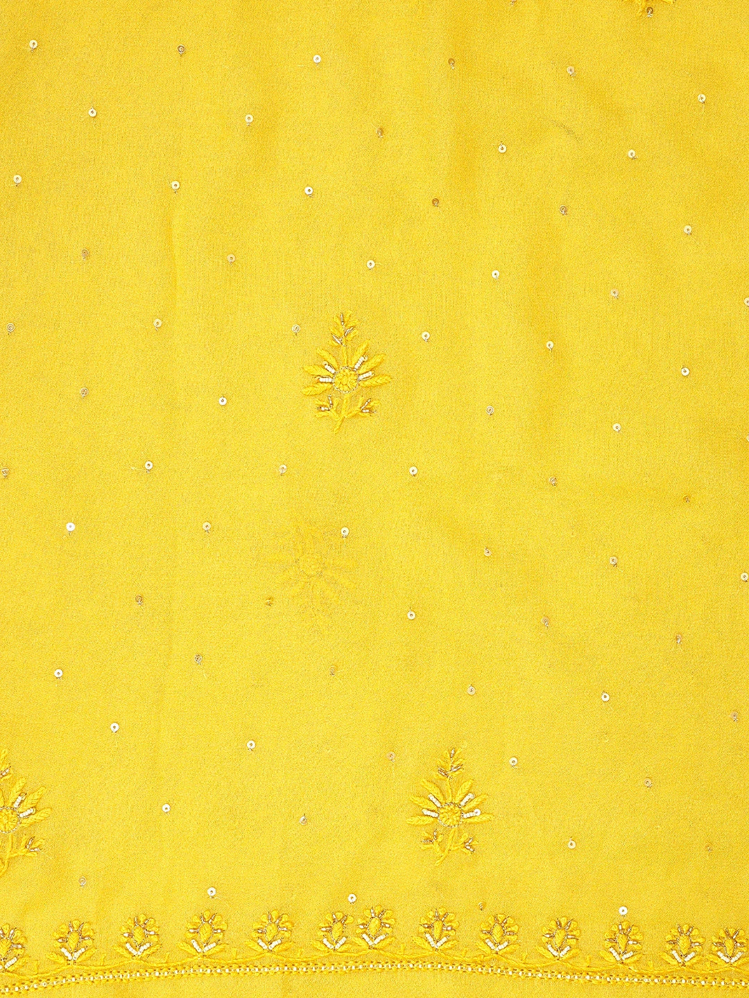 Ada Hand Embroidered Mustard Yellow Viscose Georgette Lucknowi Chikankari Unstitched Kurta Dupatta Set With Pearl Work 01A810409