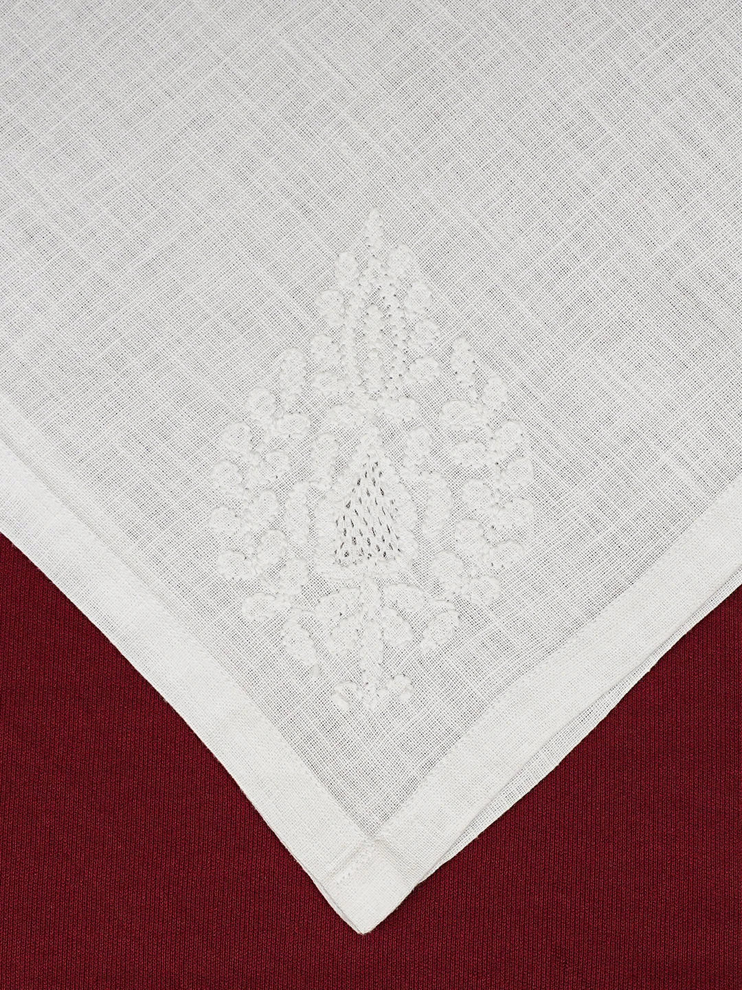 Ada Hand Embroidered White Linen Lucknowi Chikankari Napkin 01A732406