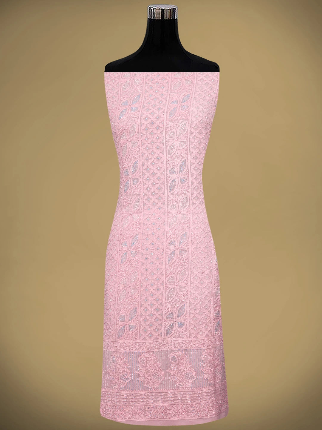 Ada Hand Embroidered Light Pink Viscose Georgette Lucknowi Chikankari Unstitched Kurta Dupatta Set With Cutdana Work 01A816520