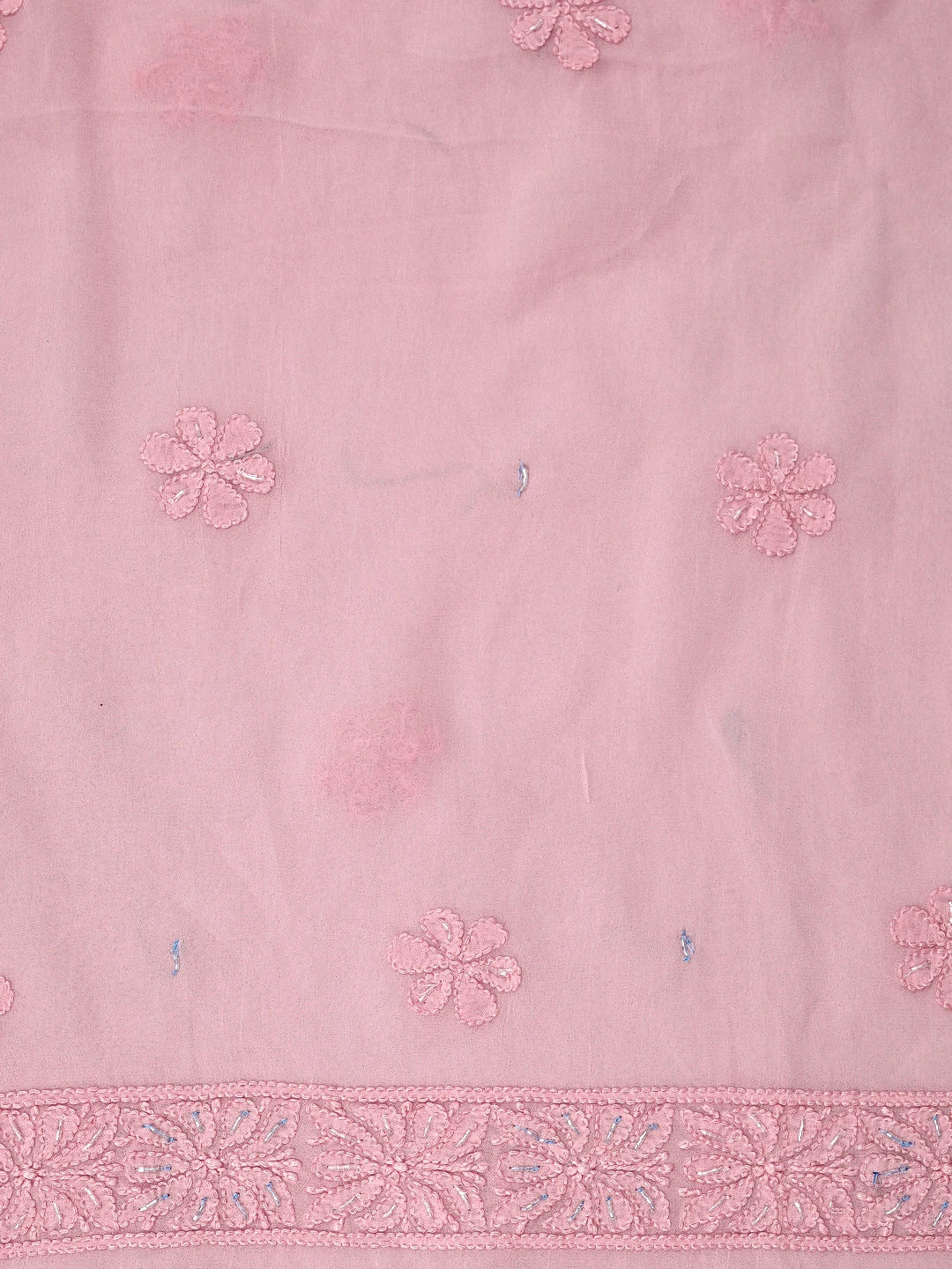Ada Hand Embroidered Light Pink Viscose Georgette Lucknowi Chikankari Unstitched Kurta Dupatta Set With Cutdana Work 01A816520