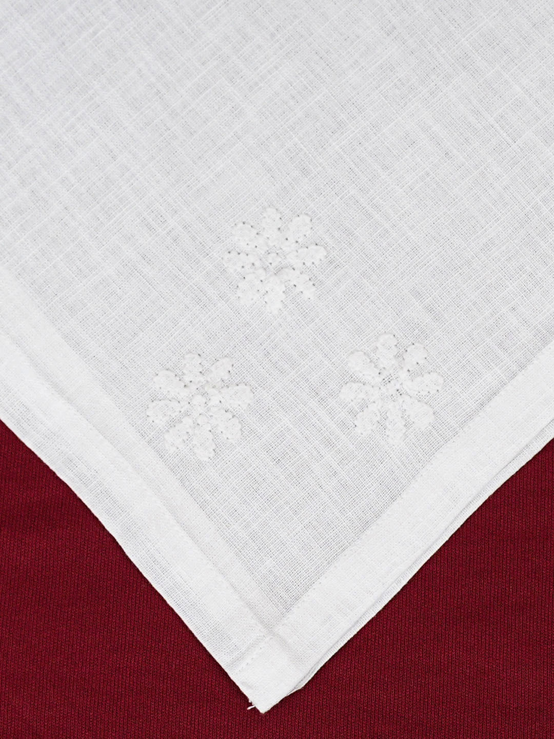 Ada Hand EmbroideredWhite  Linen Lucknowi Chikankari Napkin 01A732278