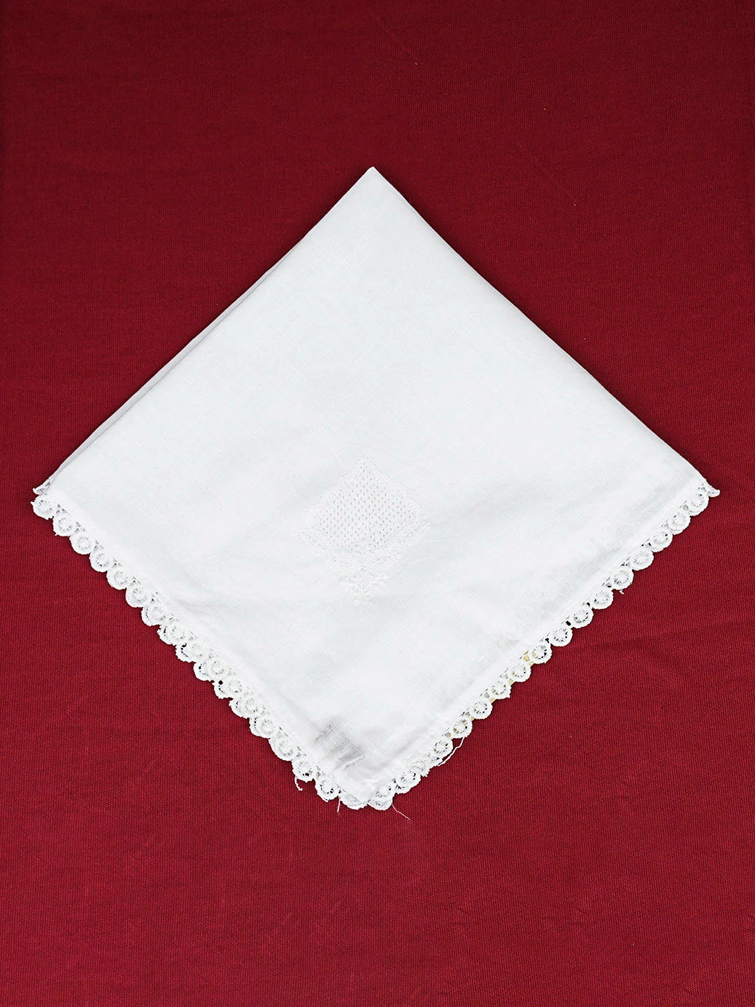 Ada Hand Embroidered White Linen Lucknowi Chikankari Napkin 01A943888