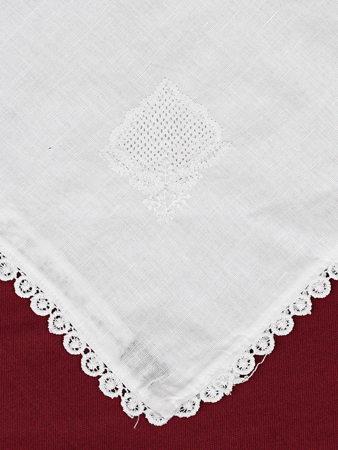 Ada Hand Embroidered White Linen Lucknowi Chikankari Napkin 01A943888