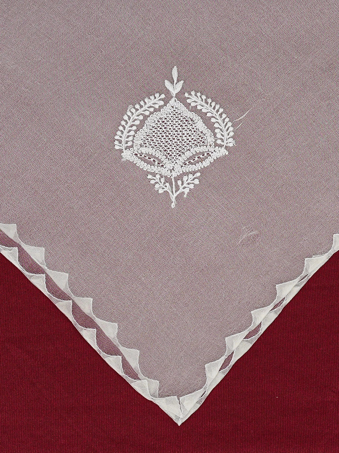 Ada Hand Embroidered White Organza Lucknowi Chikankari Napkin 01A947049