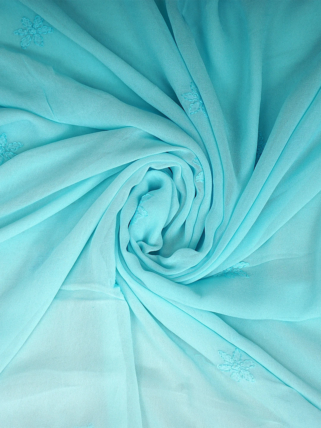 Ada Hand Embroidered Sky Blue Viscose Georgette Lucknowi Chikankari Unstitched Kurta Dupatta Set 01A811117
