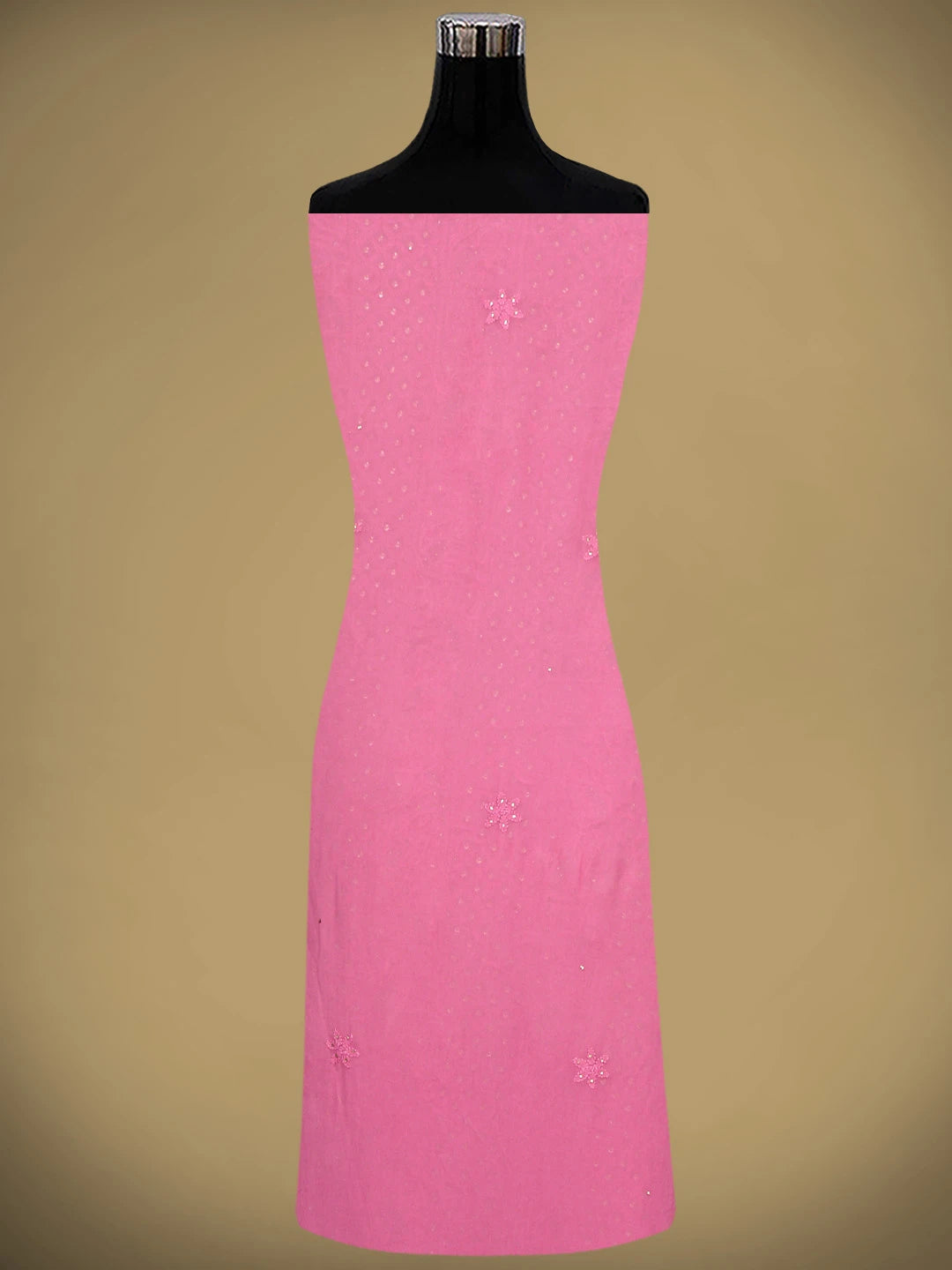 Ada Hand Embroidered Rose Pink Viscose Georgette Lucknowi Chikankari Unstitched Kurta Dupatta Set With Muqaish Work 01A802246