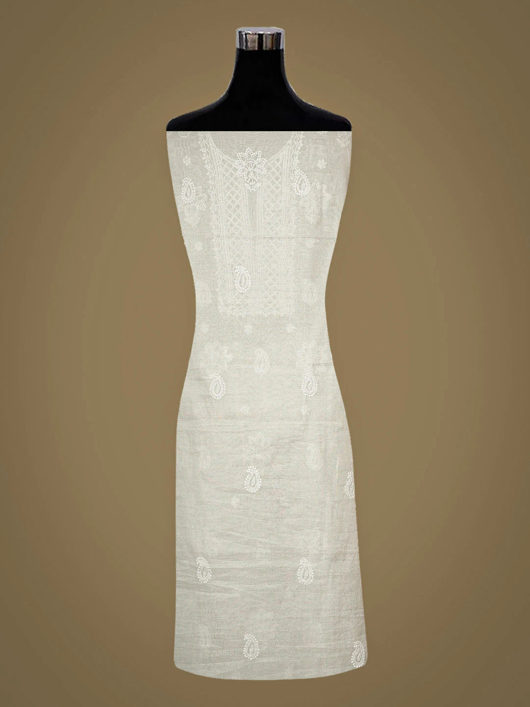 Ada Hand Embroidered Grey Tissue Lucknowi Chikankari Unstitched Kurta Piece 01A783184