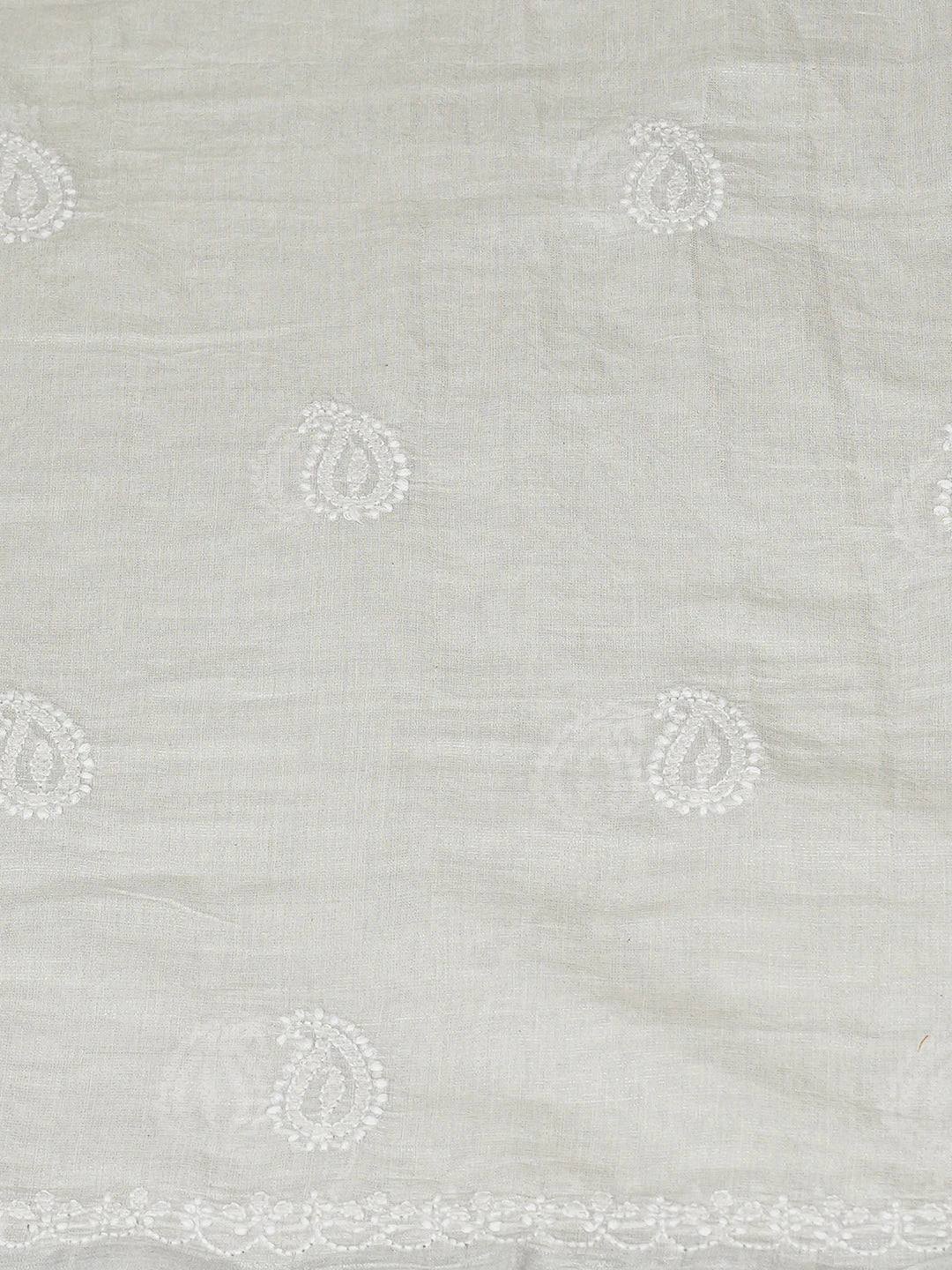 Ada Hand Embroidered Grey Tissue Lucknowi Chikankari Unstitched Kurta Piece 01A783184