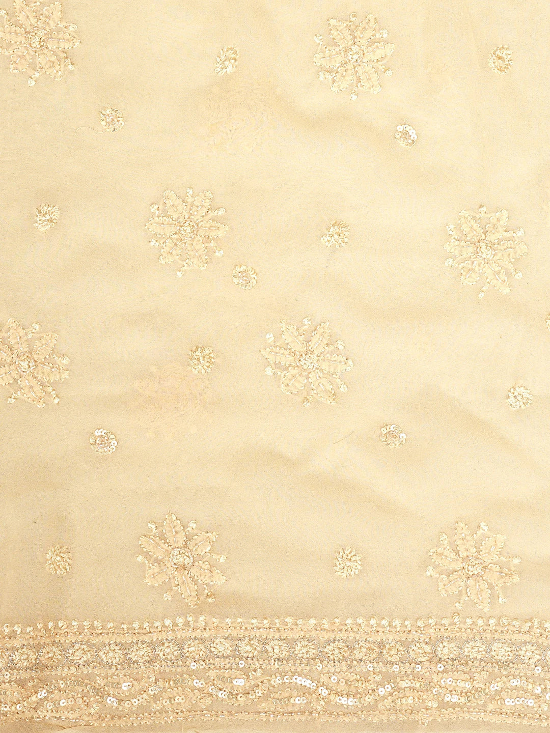 Ada Hand Embroidered Light Peach Viscose Georgette Lucknowi Chikankari Unstitched Kurta Dupatta Set With Sequinned Work 01A724589