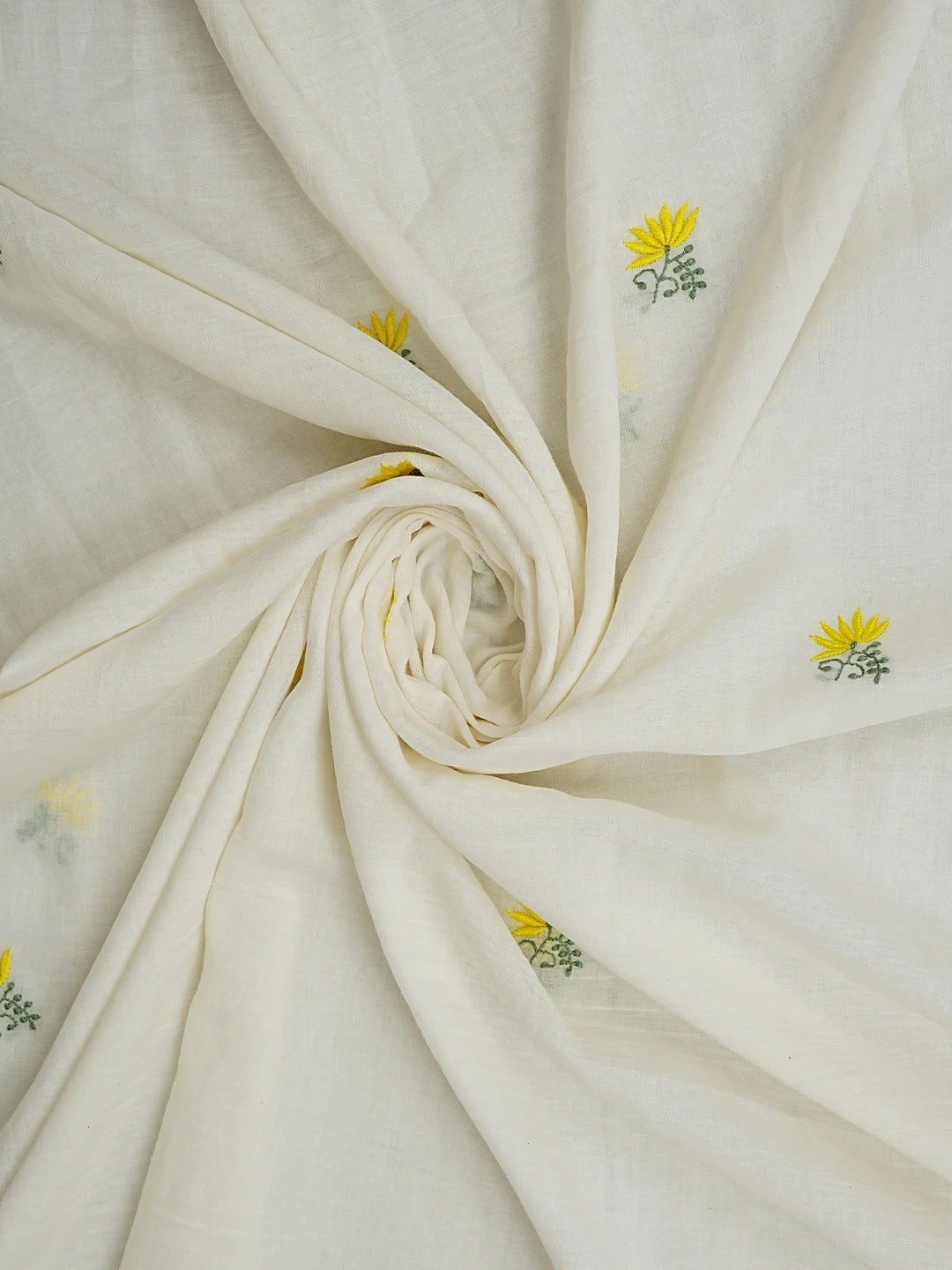 Ada Hand Embroidered Cream Chanderi Lucknowi Chikankari Unstitched Kurta Dupatta Set 01A948905