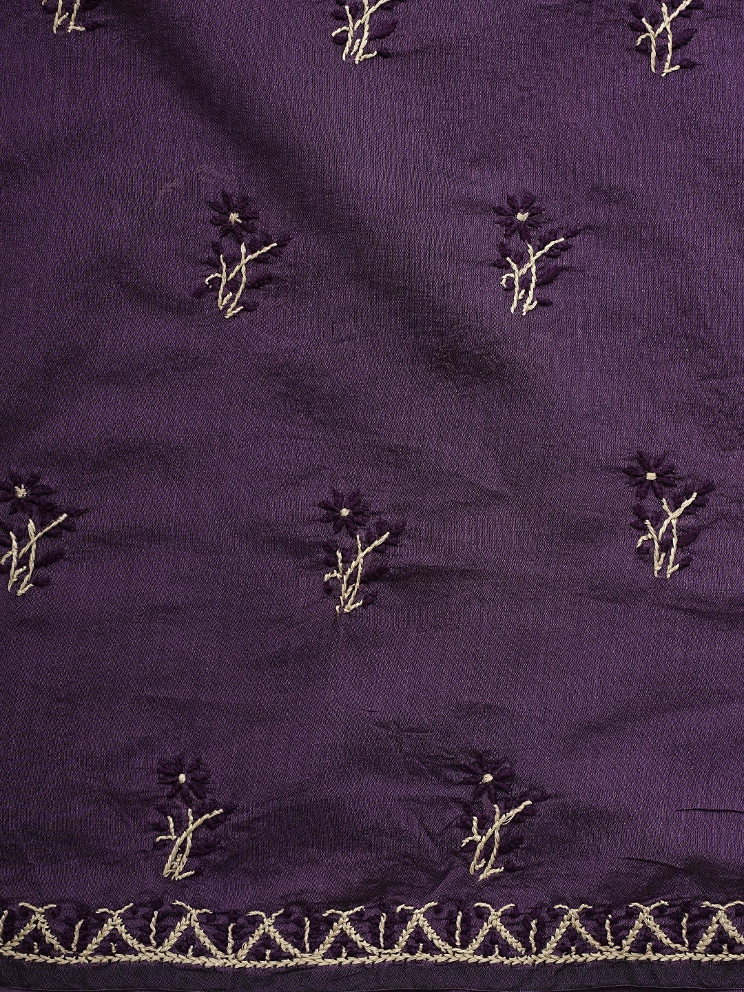 Ada Hand Embroidered Purple Chanderi Lucknowi Chikankari Unstitched Kurta Dupatta Set 01A945668