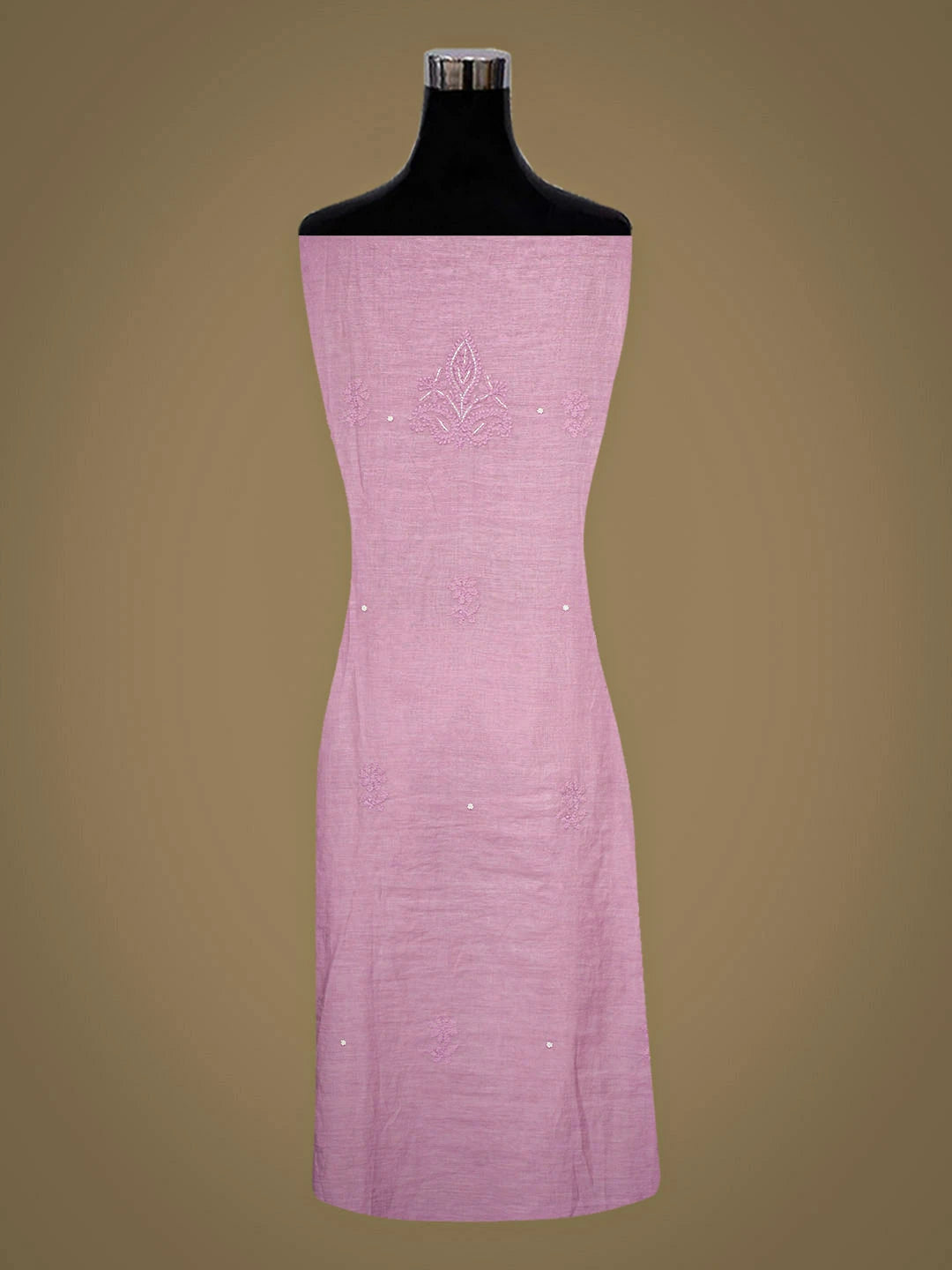 Ada Hand Embroidered Lavender Chanderi Lucknowi Chikankari Unstitched Kurta Dupatta Set With Cutdana Work 01A922159