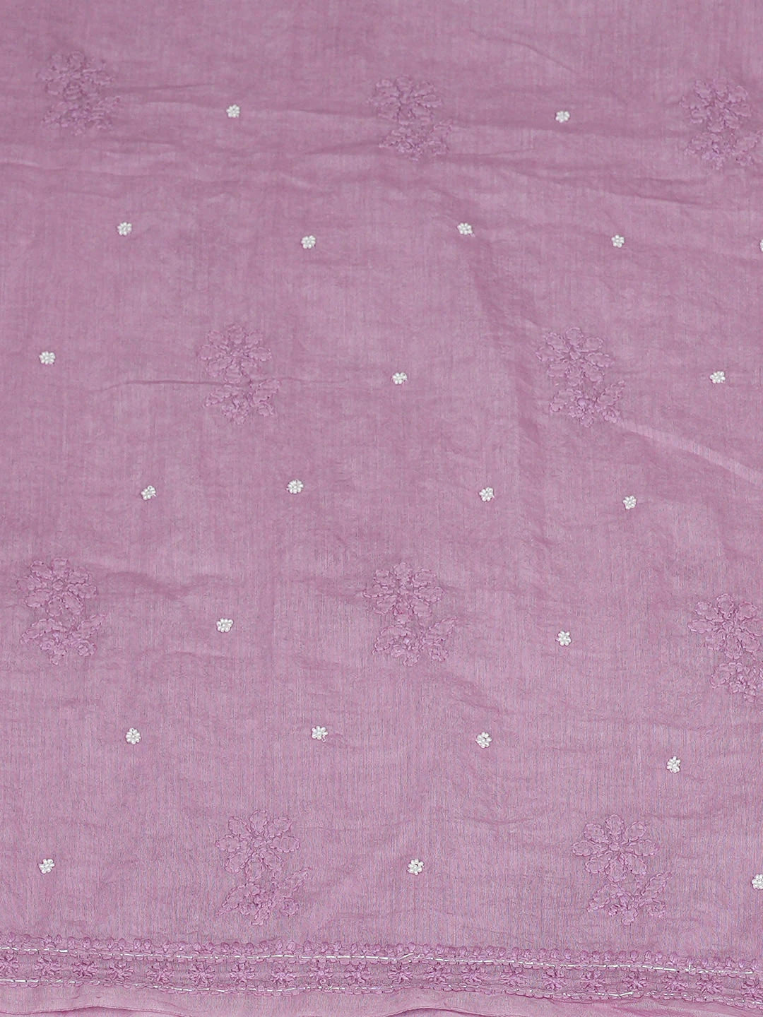 Ada Hand Embroidered Lavender Chanderi Lucknowi Chikankari Unstitched Kurta Dupatta Set With Cutdana Work 01A922159