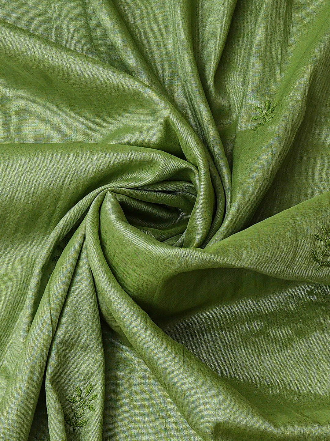 Ada Hand Embroidered Pista Green Tissue Lucknowi Chikankari Unstitched Kurta Dupatta Set 01A901634