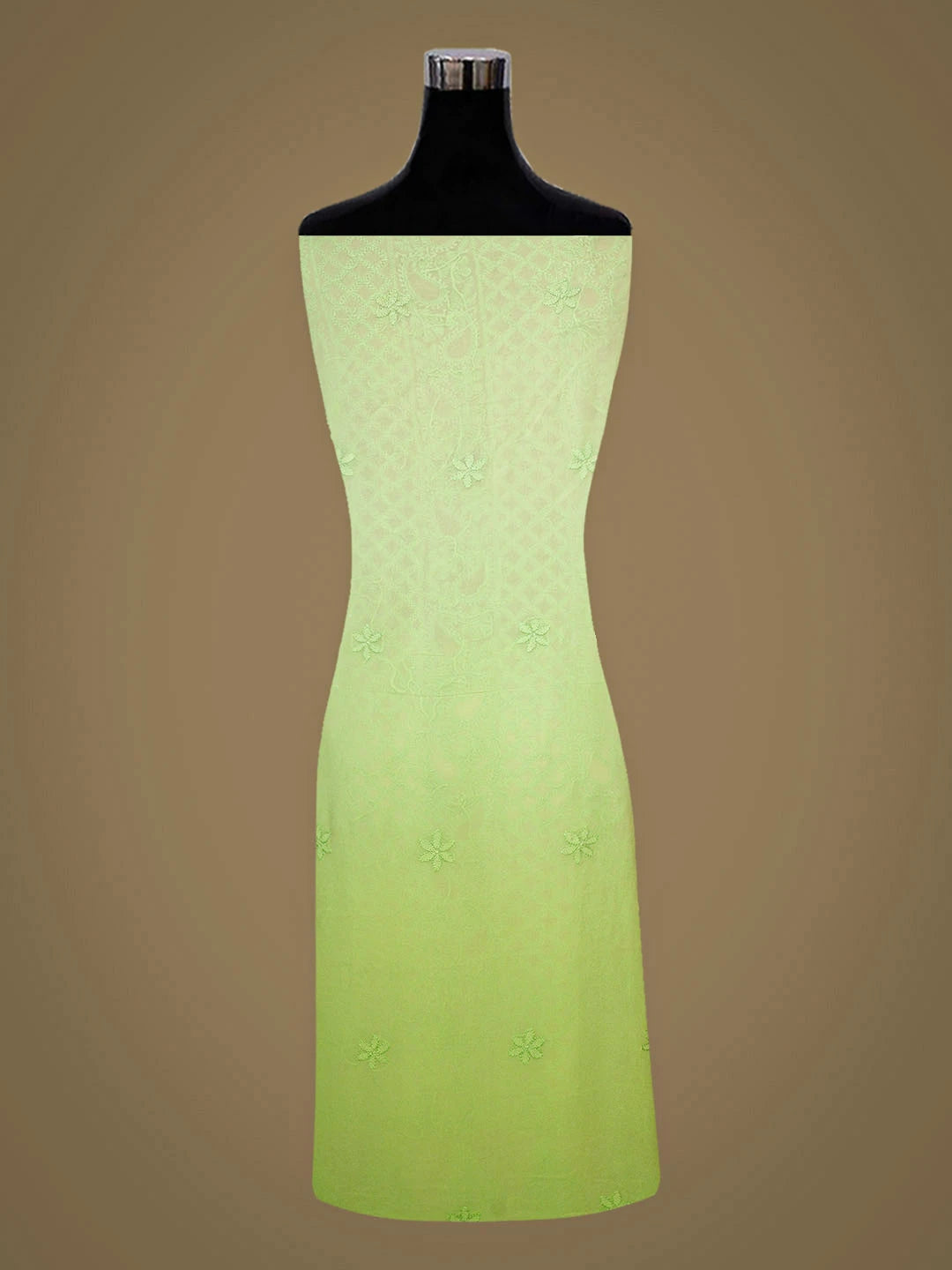 Ada Hand Embroidered Green Viscose Georgette Lucknowi Chikankari Unstitched Kurta Dupatta Set 01A811115