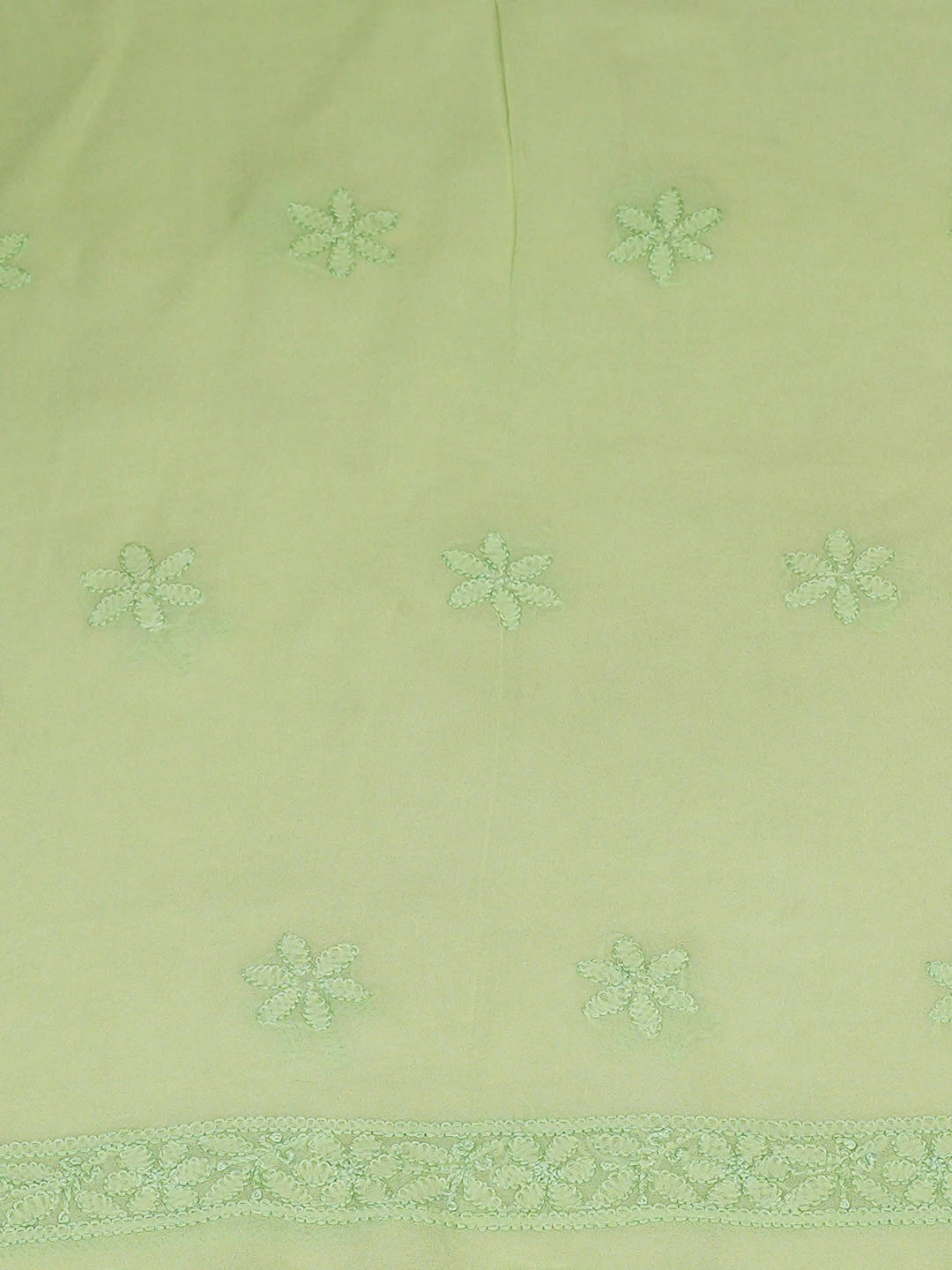 Ada Hand Embroidered Green Viscose Georgette Lucknowi Chikankari Unstitched Kurta Dupatta Set 01A811115
