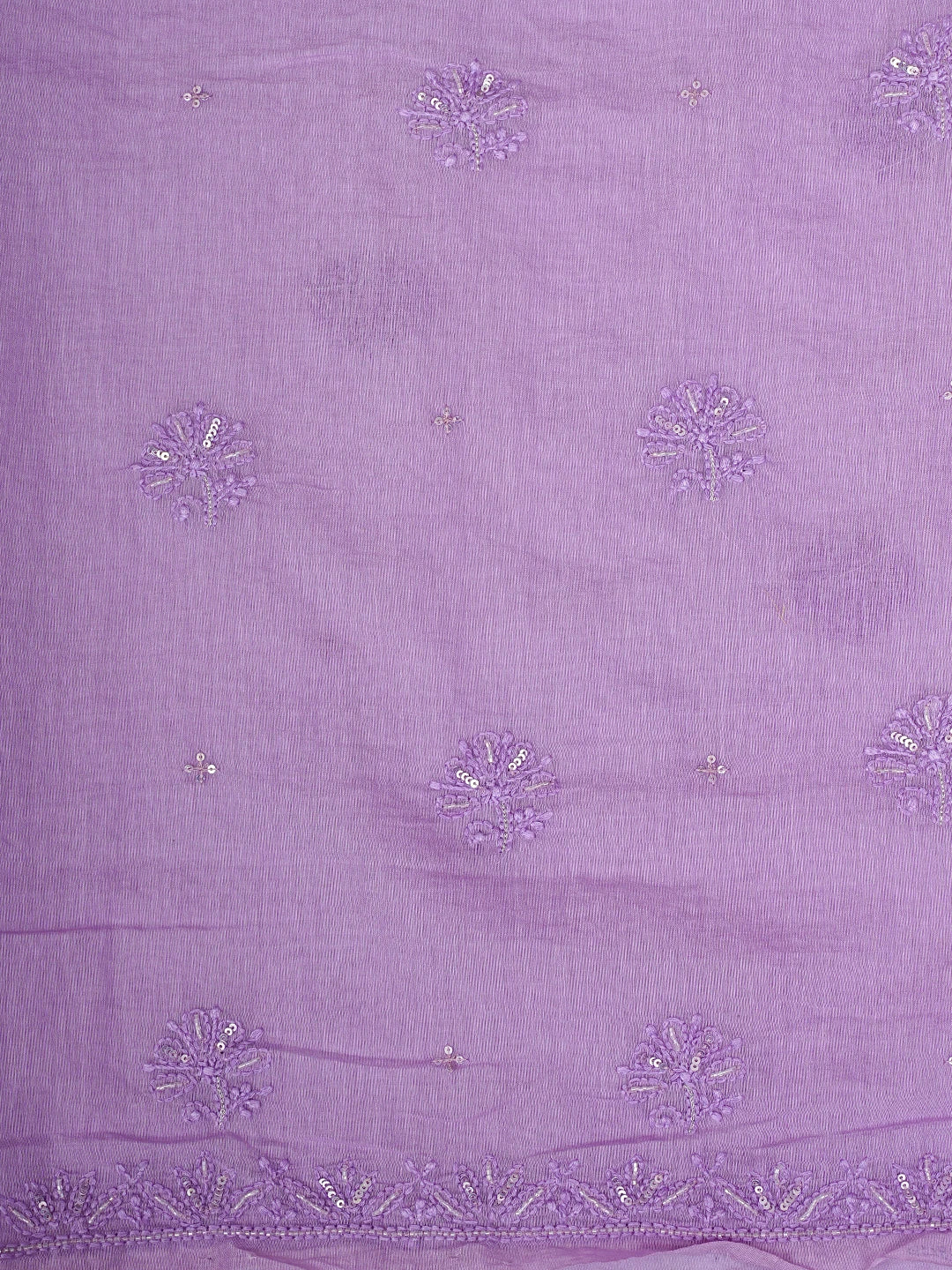 Ada Hand Embroidered Lavender Purple Chanderi Lucknowi Chikankari Unstitched Kurta Dupatta Set With Cutdana Work 01A787505