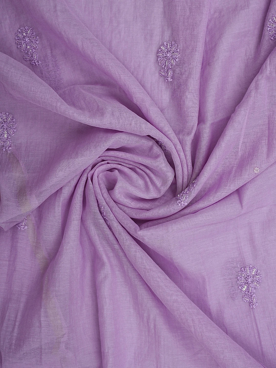 Ada Hand Embroidered Lavender Purple Chanderi Lucknowi Chikankari Unstitched Kurta Dupatta Set With Cutdana Work 01A787505