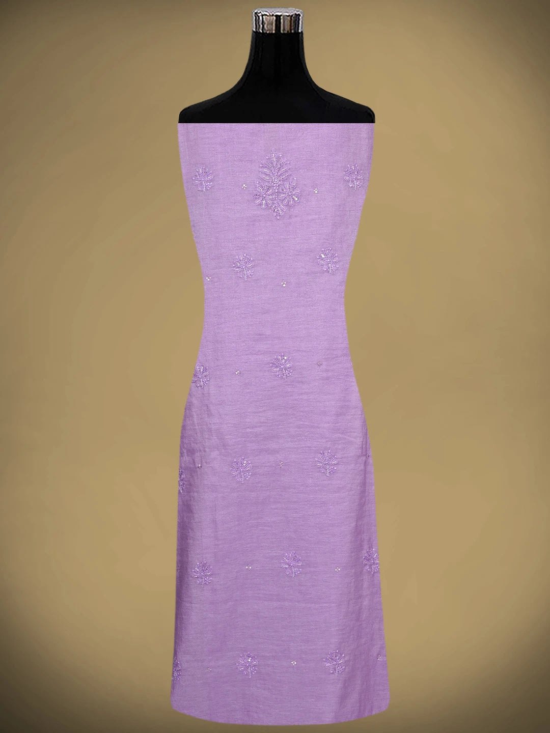 Ada Hand Embroidered Lavender Purple Chanderi Lucknowi Chikankari Unstitched Kurta Dupatta Set With Cutdana Work 01A787505