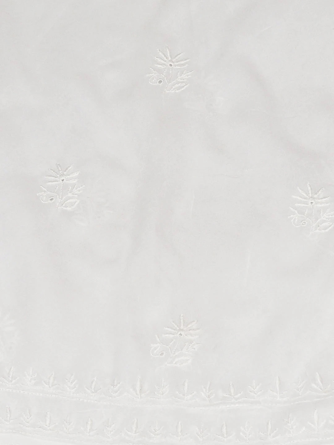 Ada Hand Embroidered White Viscose Georgette Lucknowi Chikankari Semi-Stitched Anarkali Kurta Dupatta Set 01A535023