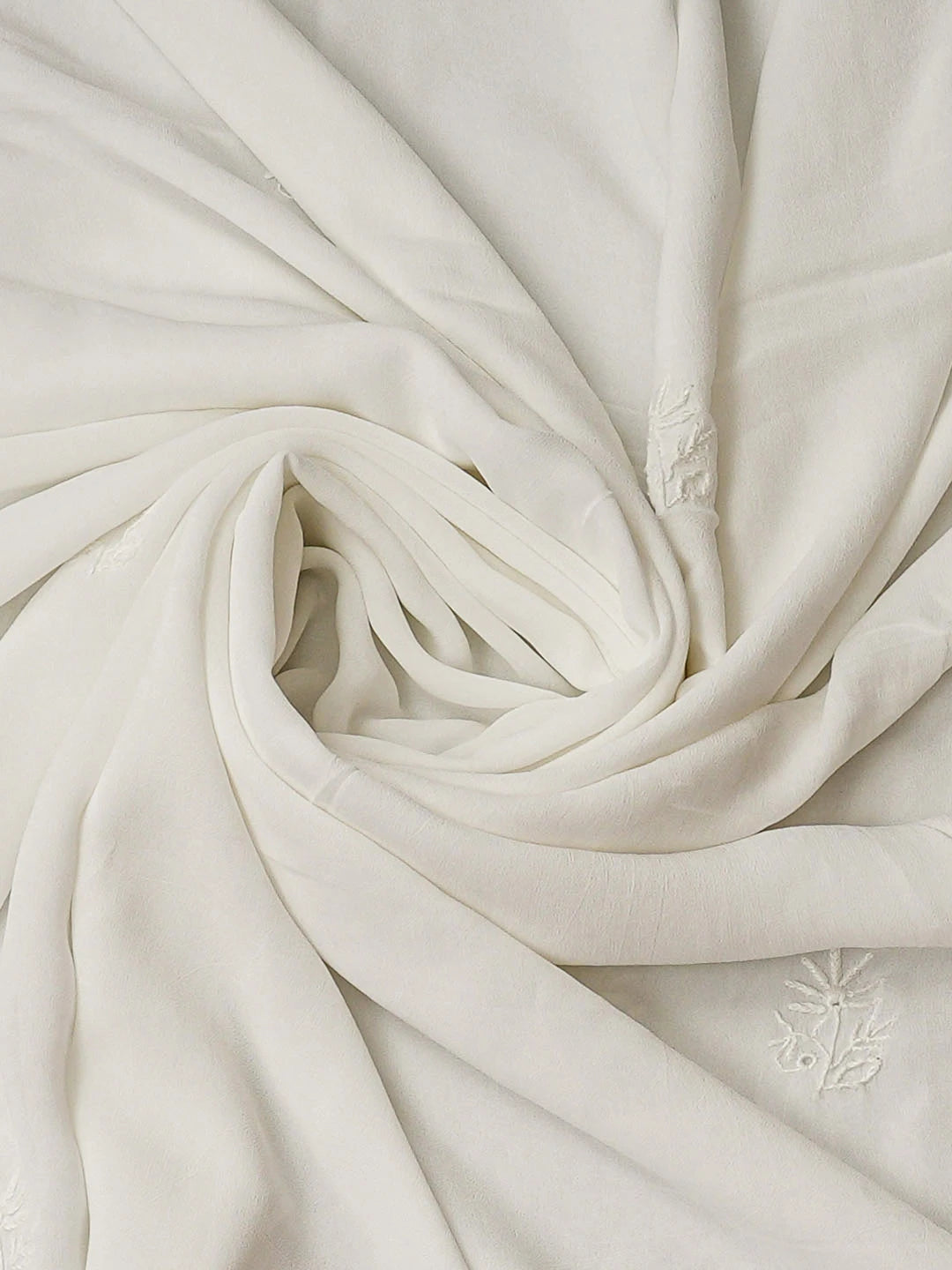 Ada Hand Embroidered White Viscose Georgette Lucknowi Chikankari Semi-Stitched Anarkali Kurta Dupatta Set 01A535023