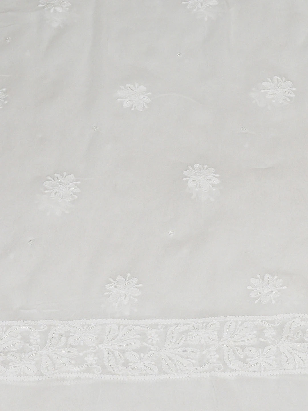 Ada Hand Embroidered White Viscose Georgette Lucknowi Chikankari Unstitched Kurta Dupatta Set With Cutdana Work 01A948006