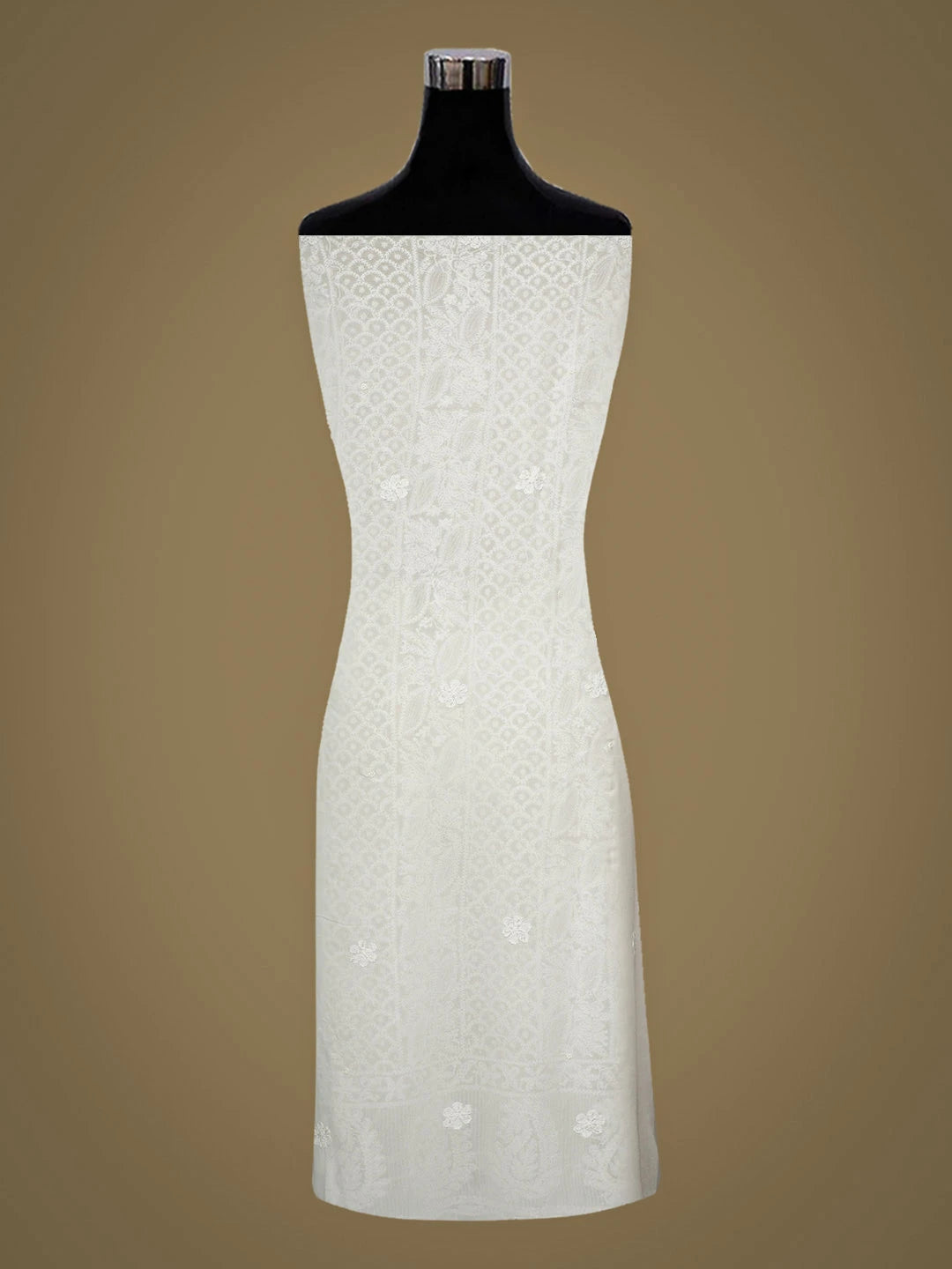Ada Hand Embroidered White Viscose Georgette Lucknowi Chikankari Unstitched Kurta Dupatta Set With Cutdana Work 01A948005